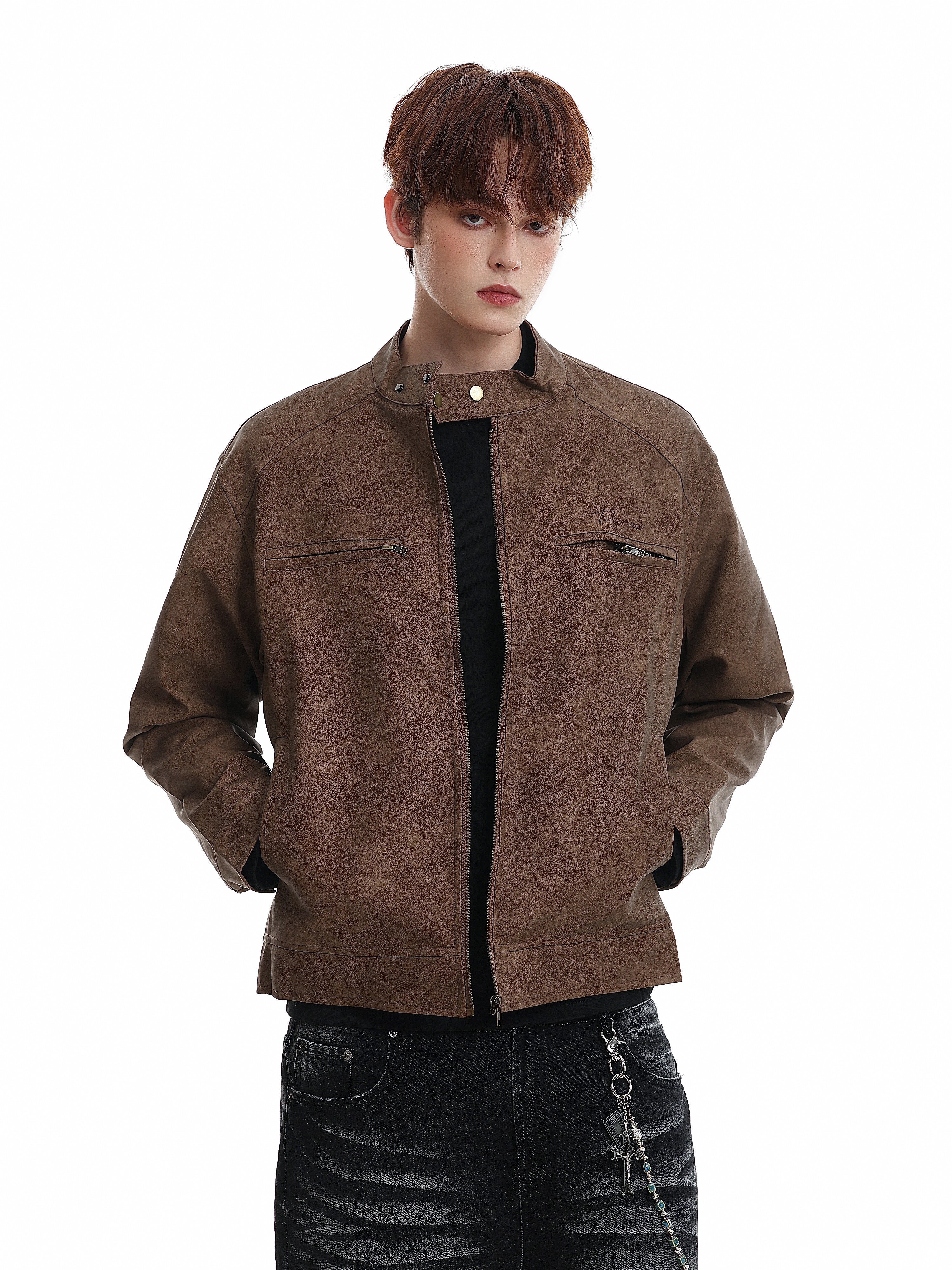 SUEDE STAND-COLLAR ZIP-UP JACKET EHW5051
