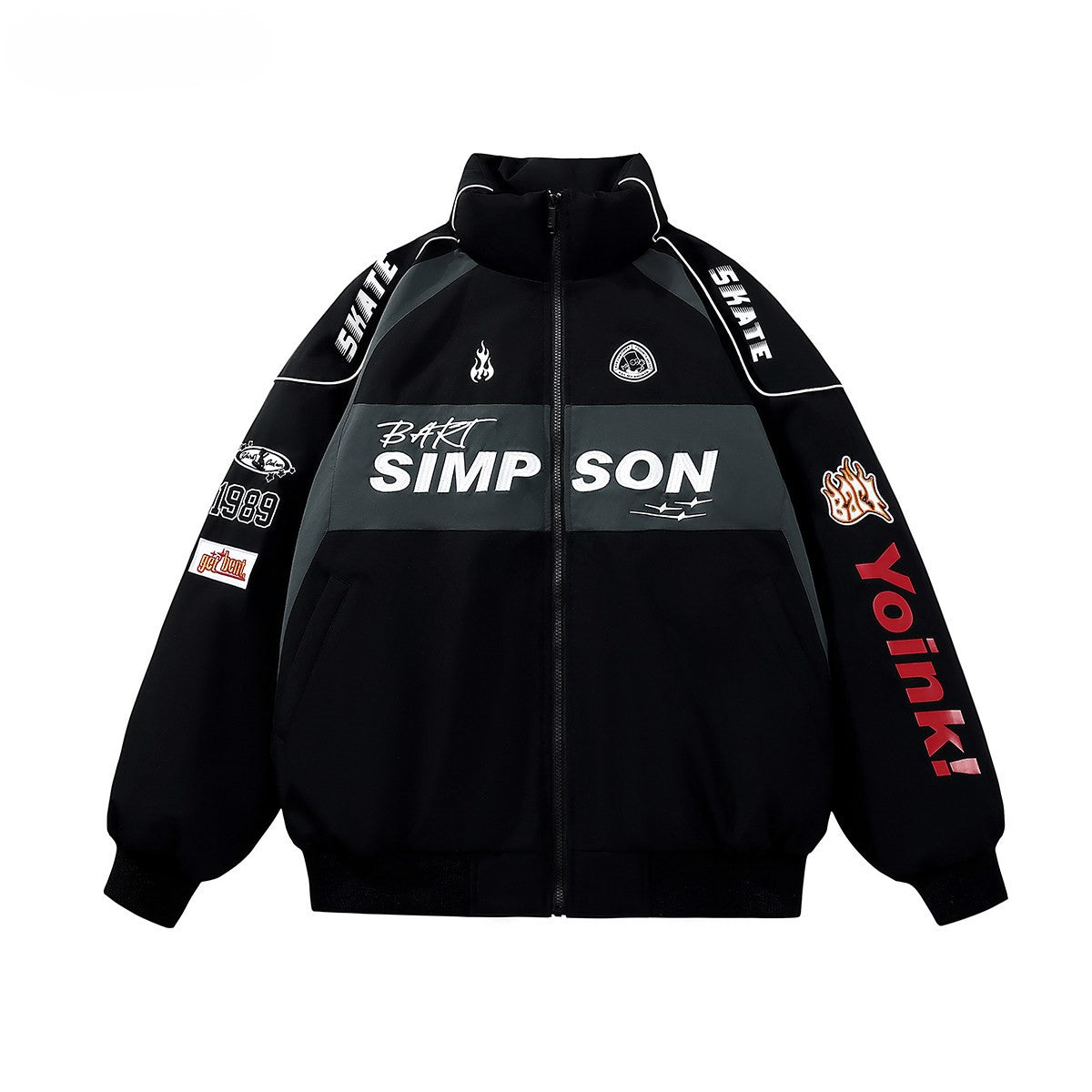 COLOR BLOCK PUFFER JACKET MEN'S STREETWEAR LETTER PRINT OVERSIZED COAT EHW5035