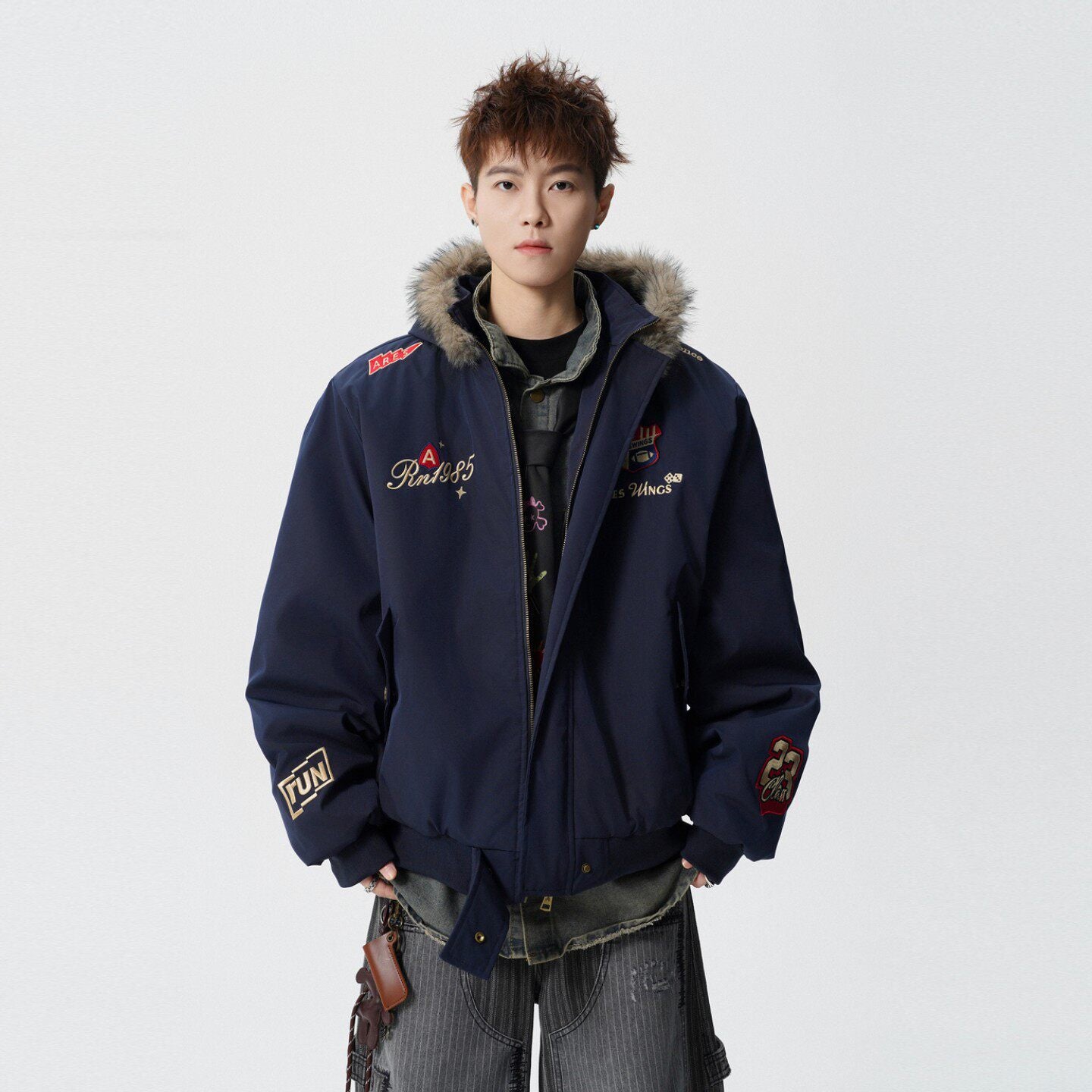 OVERSIZED FUR COLLAR BOMBER JACKET EHW5042