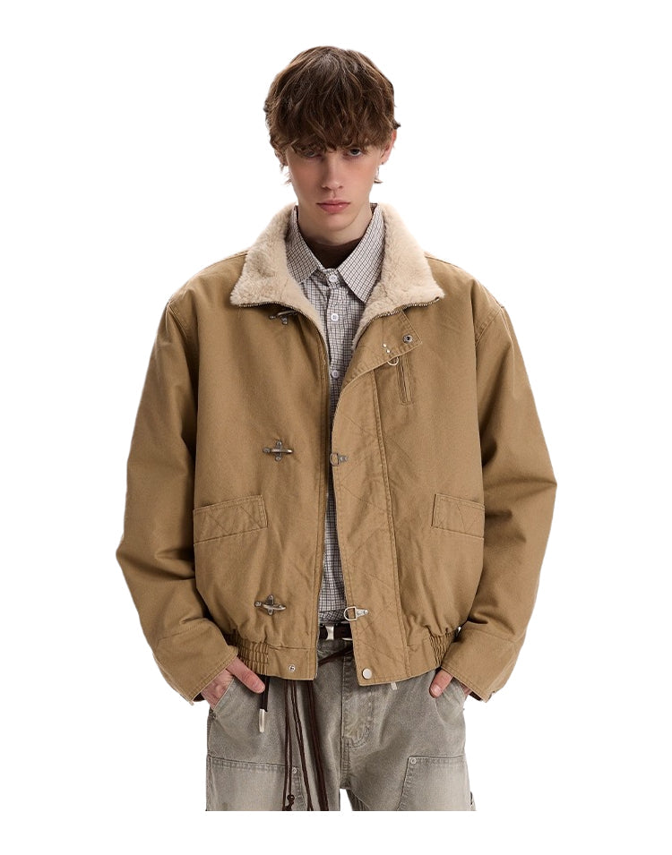 Vintage old money wind stand-up collar flight jacket cotton clothes SIN0969