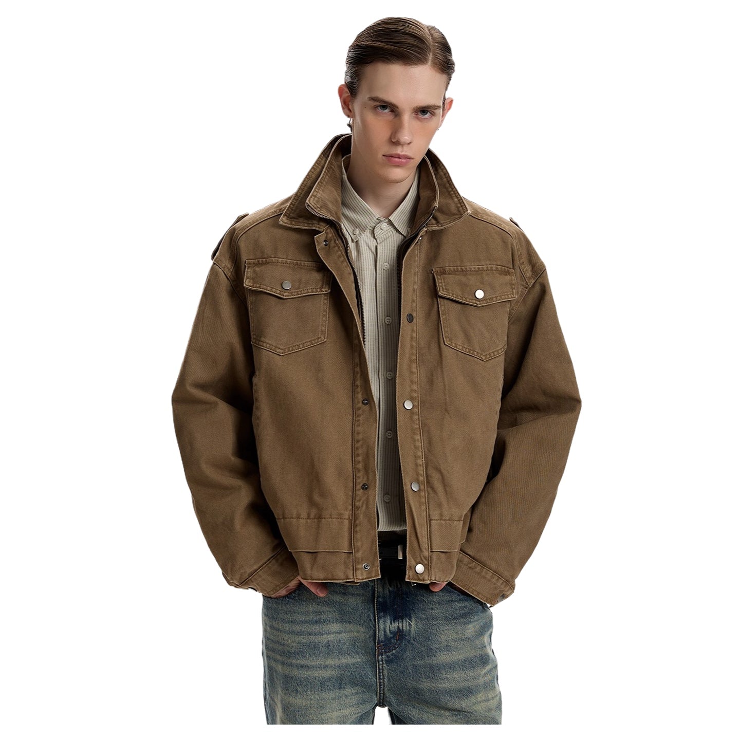 Double collar jacket vintage made old cotton jacket SIN0963