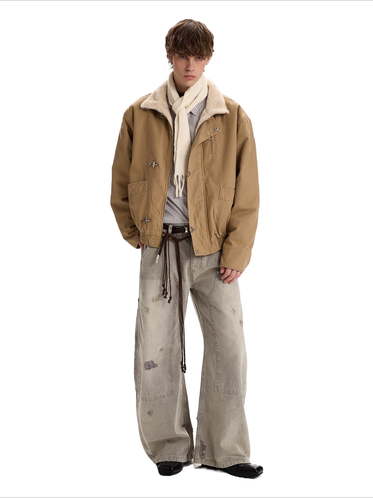 Vintage old money wind stand-up collar flight jacket cotton clothes SIN0969