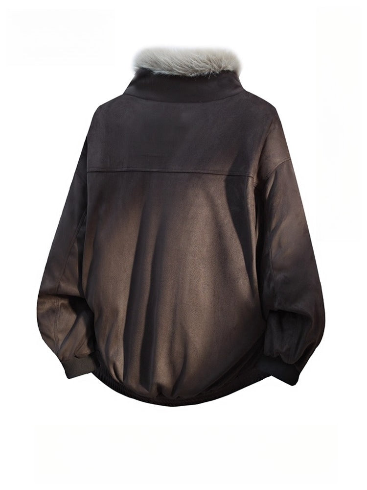 미국 레트로 스타일의 남성용 면 패딩 재킷, 산악 카빙 재킷, 겨울용 루즈핏 퍼 칼라 면 패딩 재킷