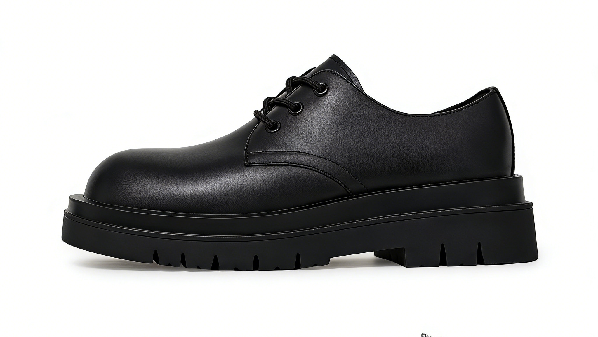 TOP-GRAIN LEATHER ROUND TOE PLATFORM DERBY SHOES EHX6001