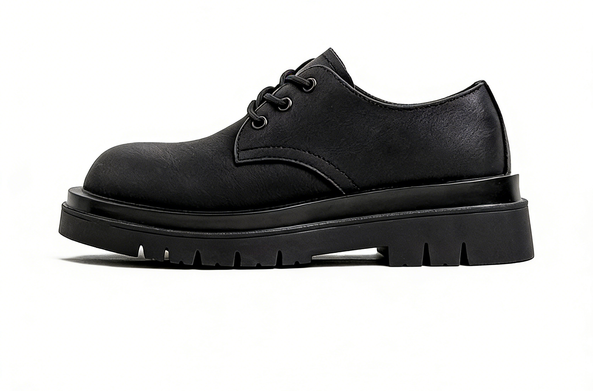 TOP-GRAIN LEATHER ROUND TOE PLATFORM DERBY SHOES EHX6001