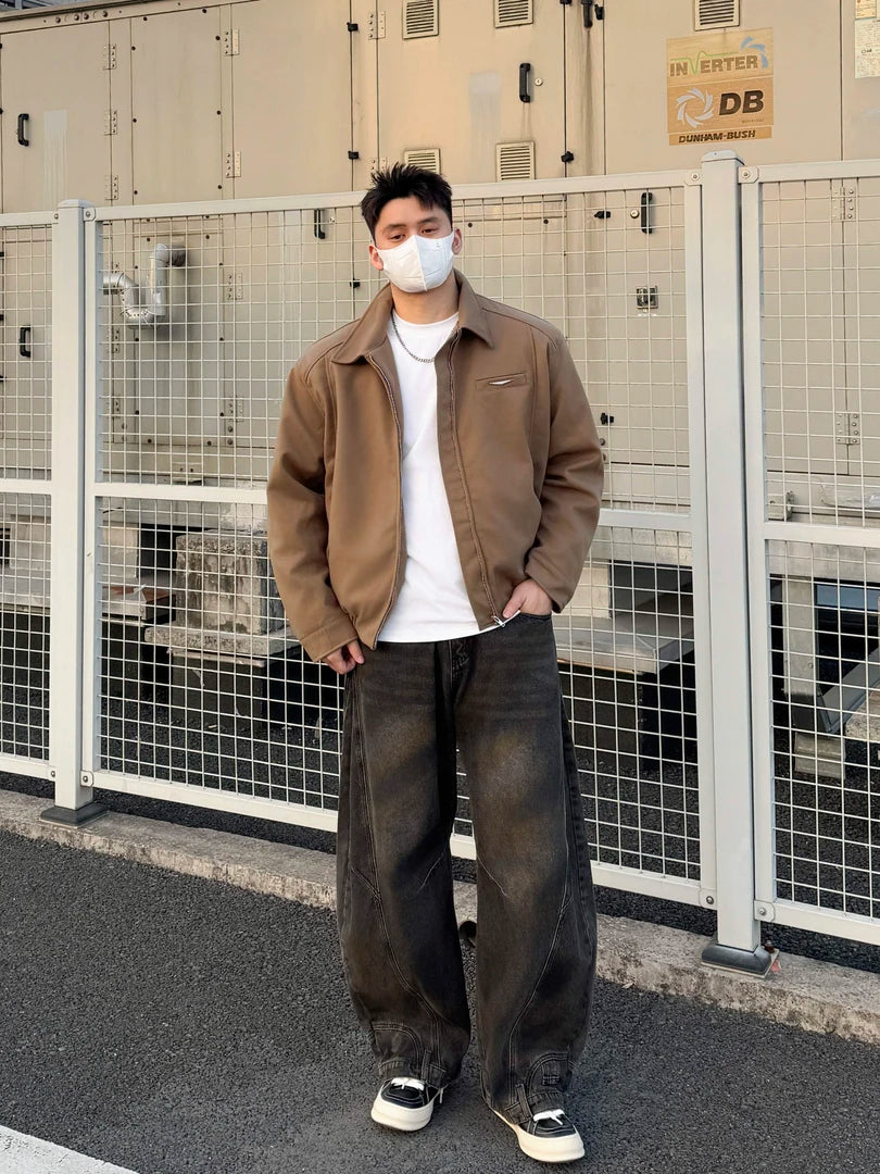 AMERICAN PILOT JACKET CASUAL OVERSIZED ZIP-UP COAT EHW5007