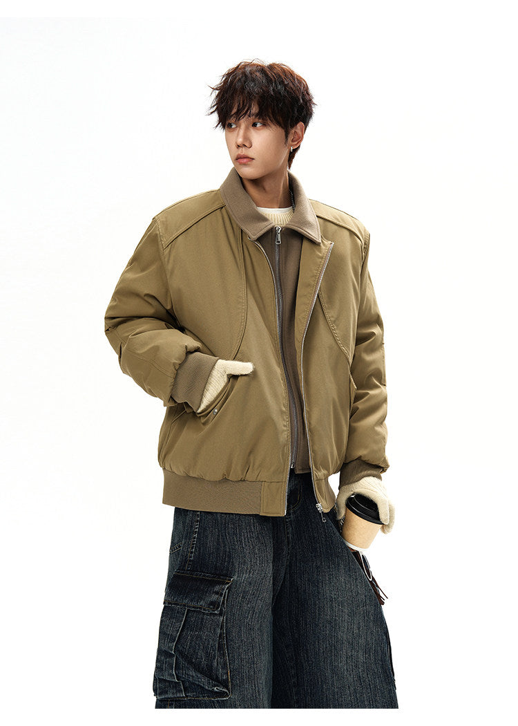 STREET STYLE CASUAL ZIP-UP BOMBER JACKET WITH COLLAR EHW5011