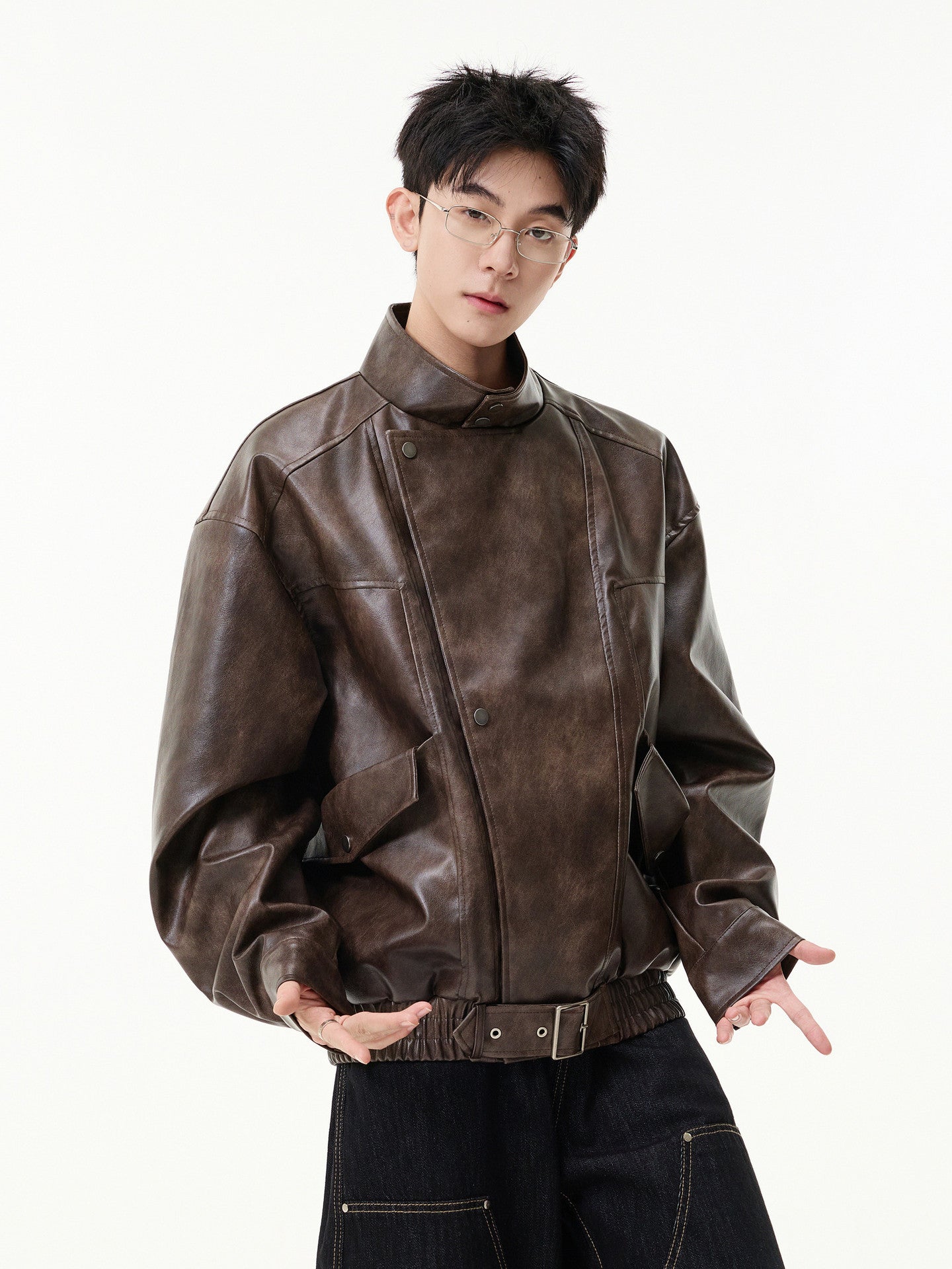 WVINTAGE FAUX LEATHER BOMBER JACKET EHW5046