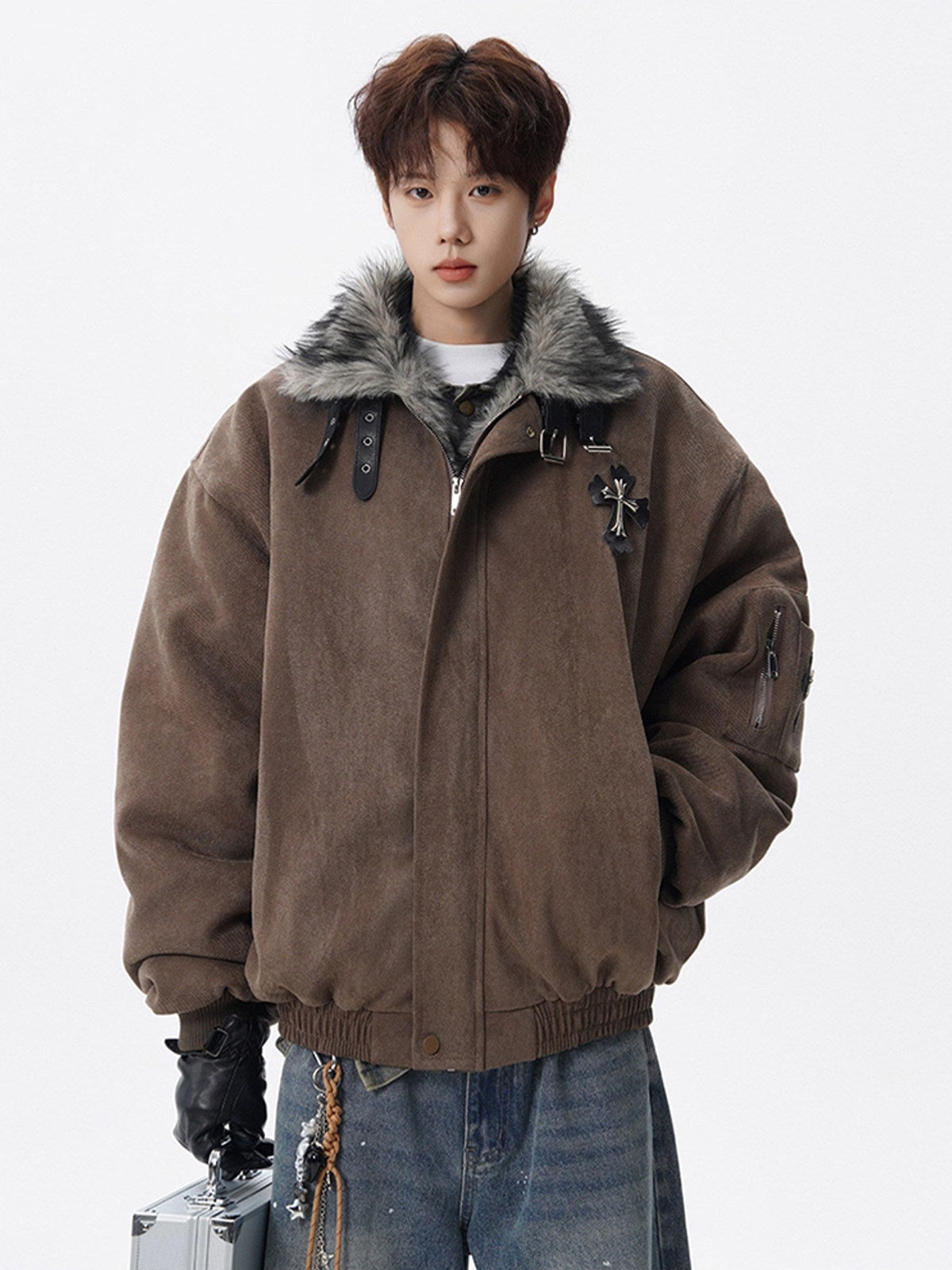 OVERSIZED SUEDE BOMBER JACKET EHW5041