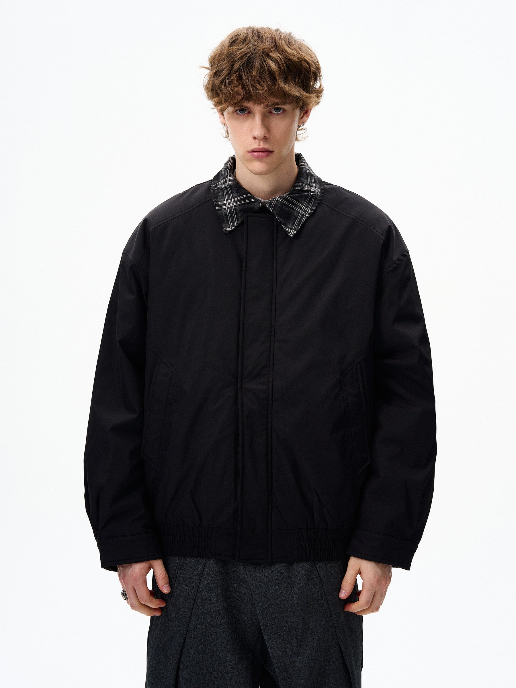 PLAID FAKE TWO-PIECE JACKET EHW5047