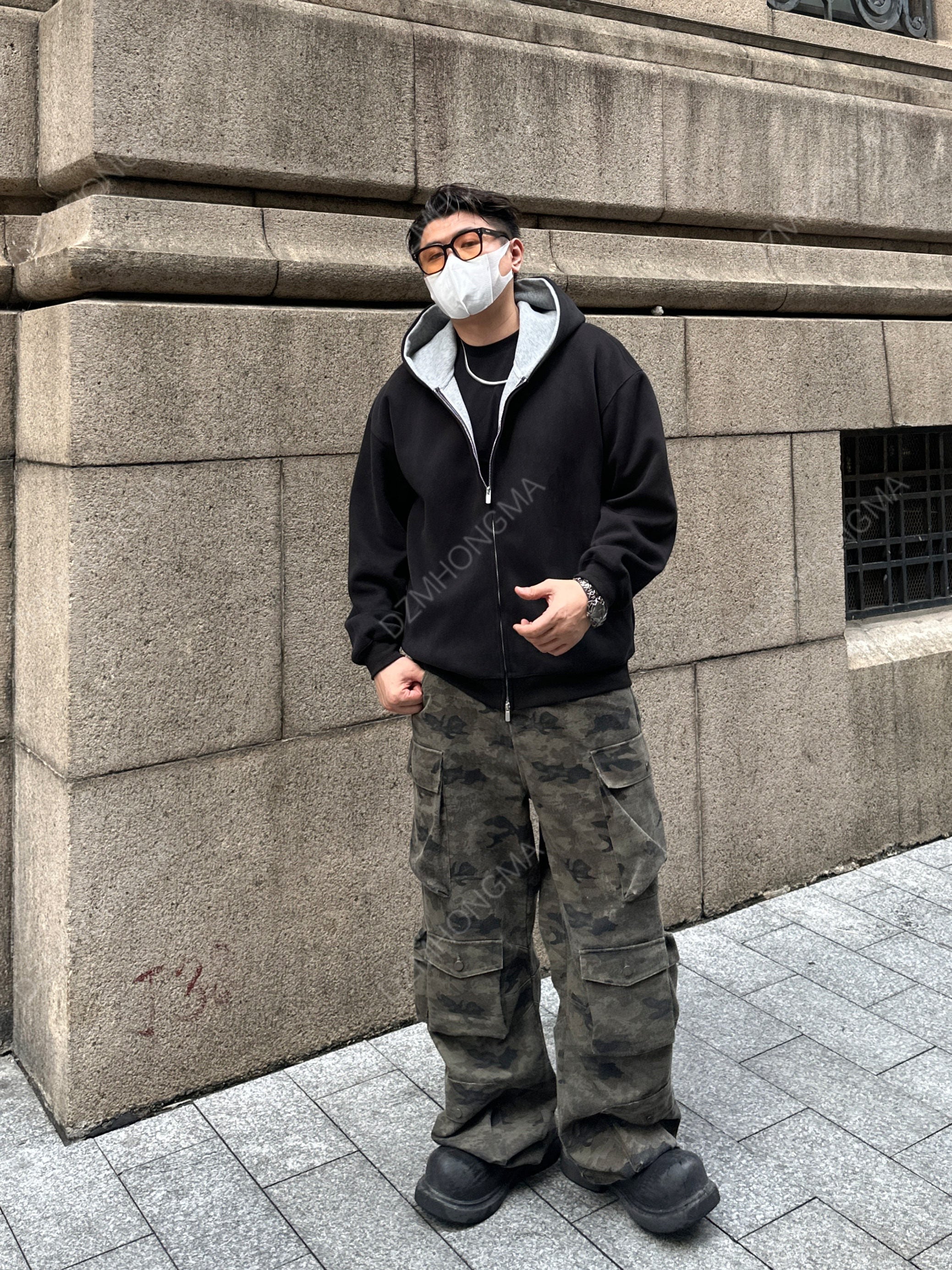 CONTRAST HOOD ZIP-UP JACKET EHW5047