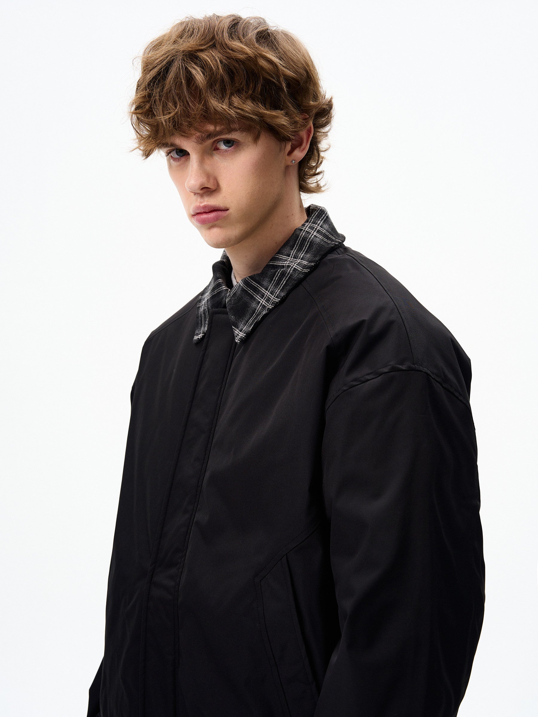 PLAID FAKE TWO-PIECE JACKET EHW5047