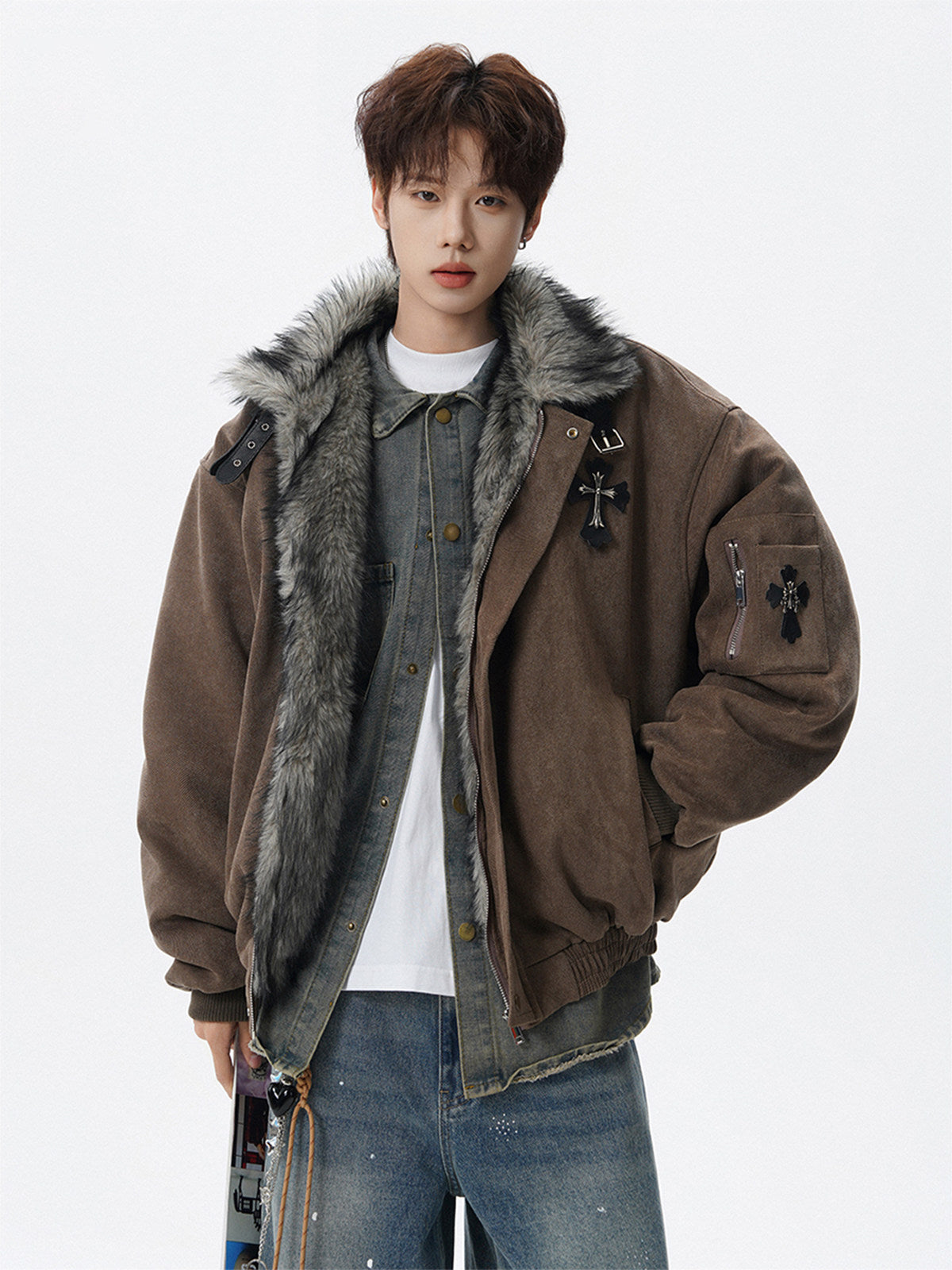 OVERSIZED SUEDE BOMBER JACKET EHW5041