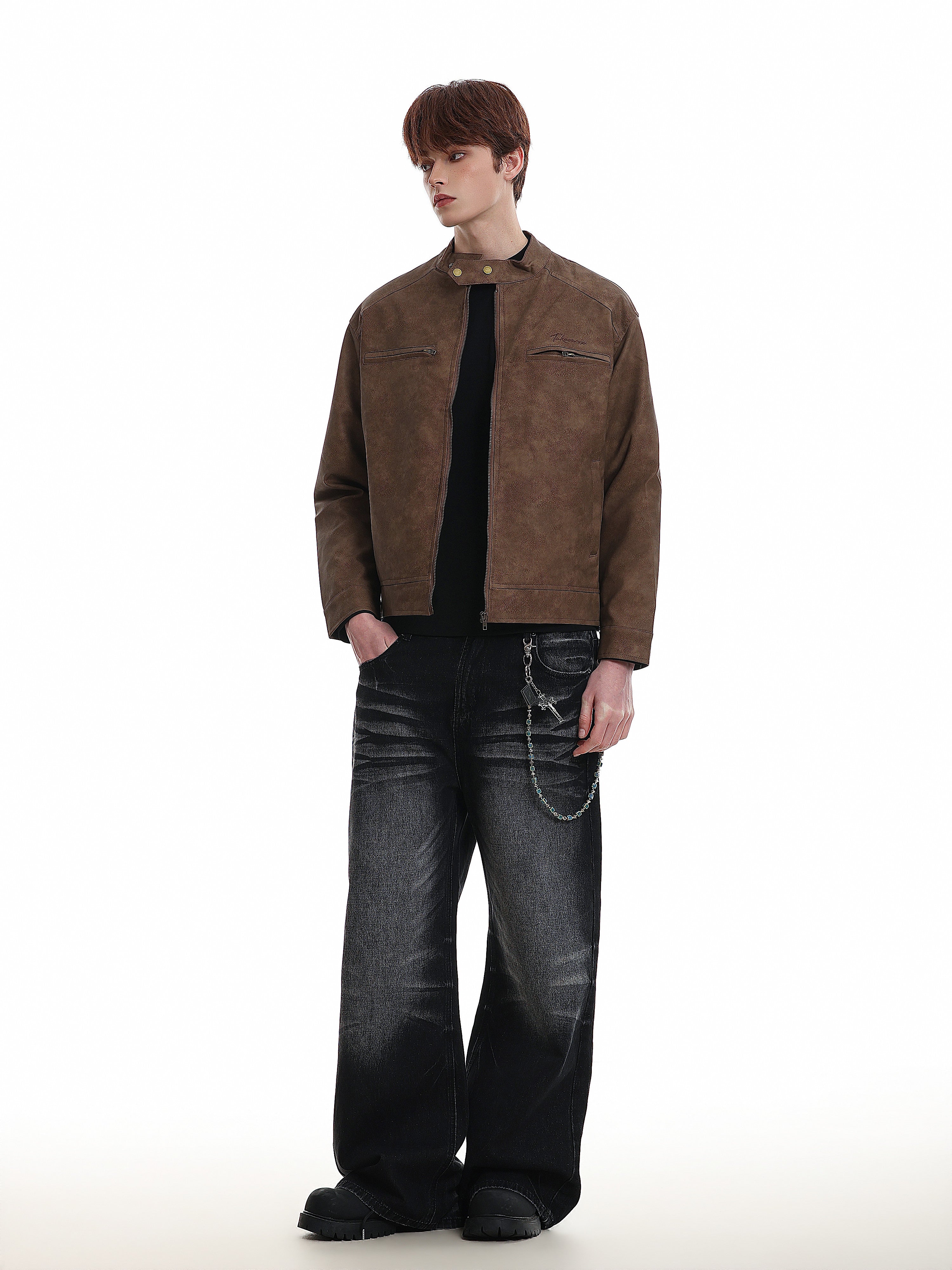 SUEDE STAND-COLLAR ZIP-UP JACKET EHW5051