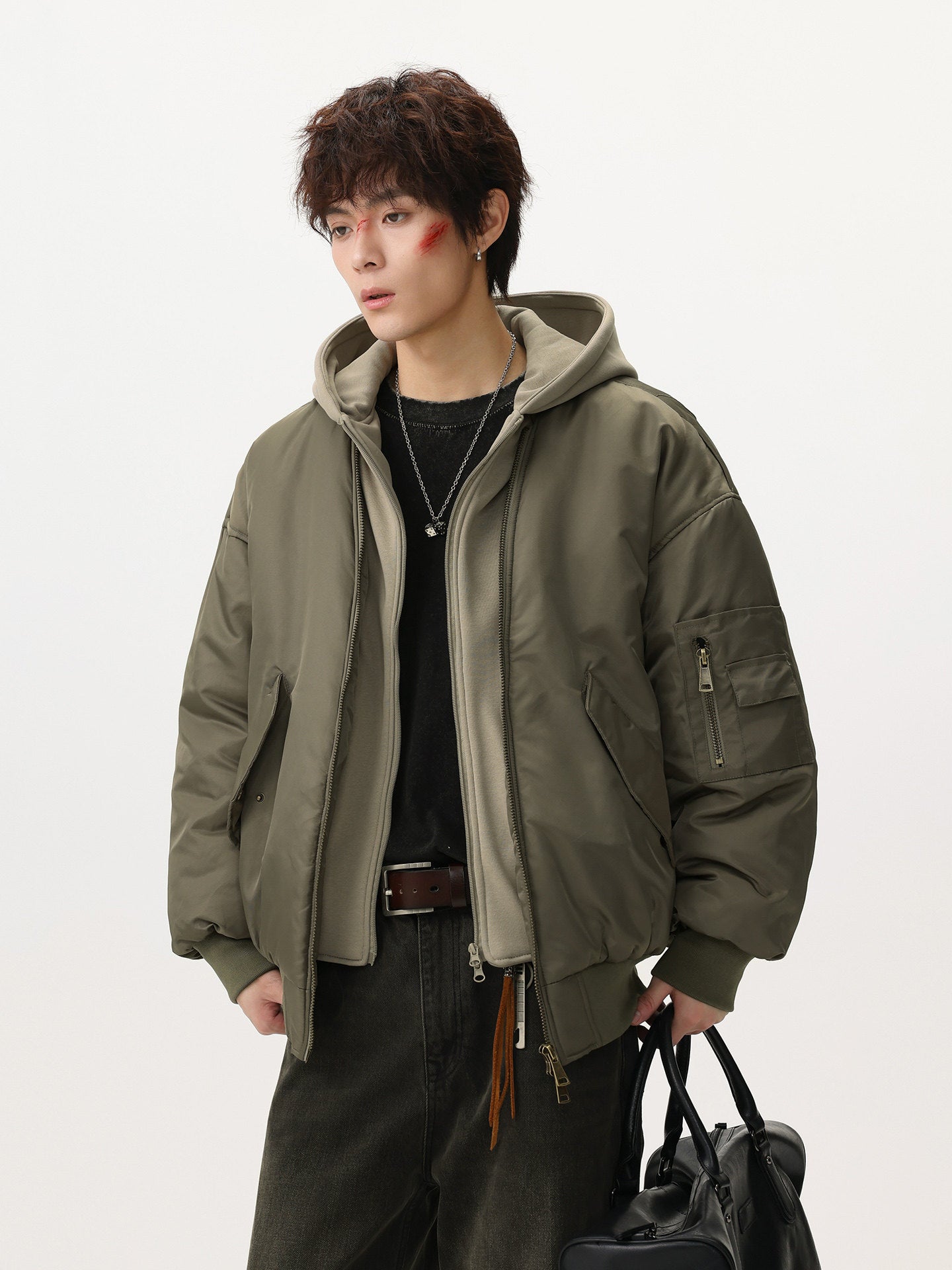 OVERSIZED HOODED BOMBER JACKET EHW5045