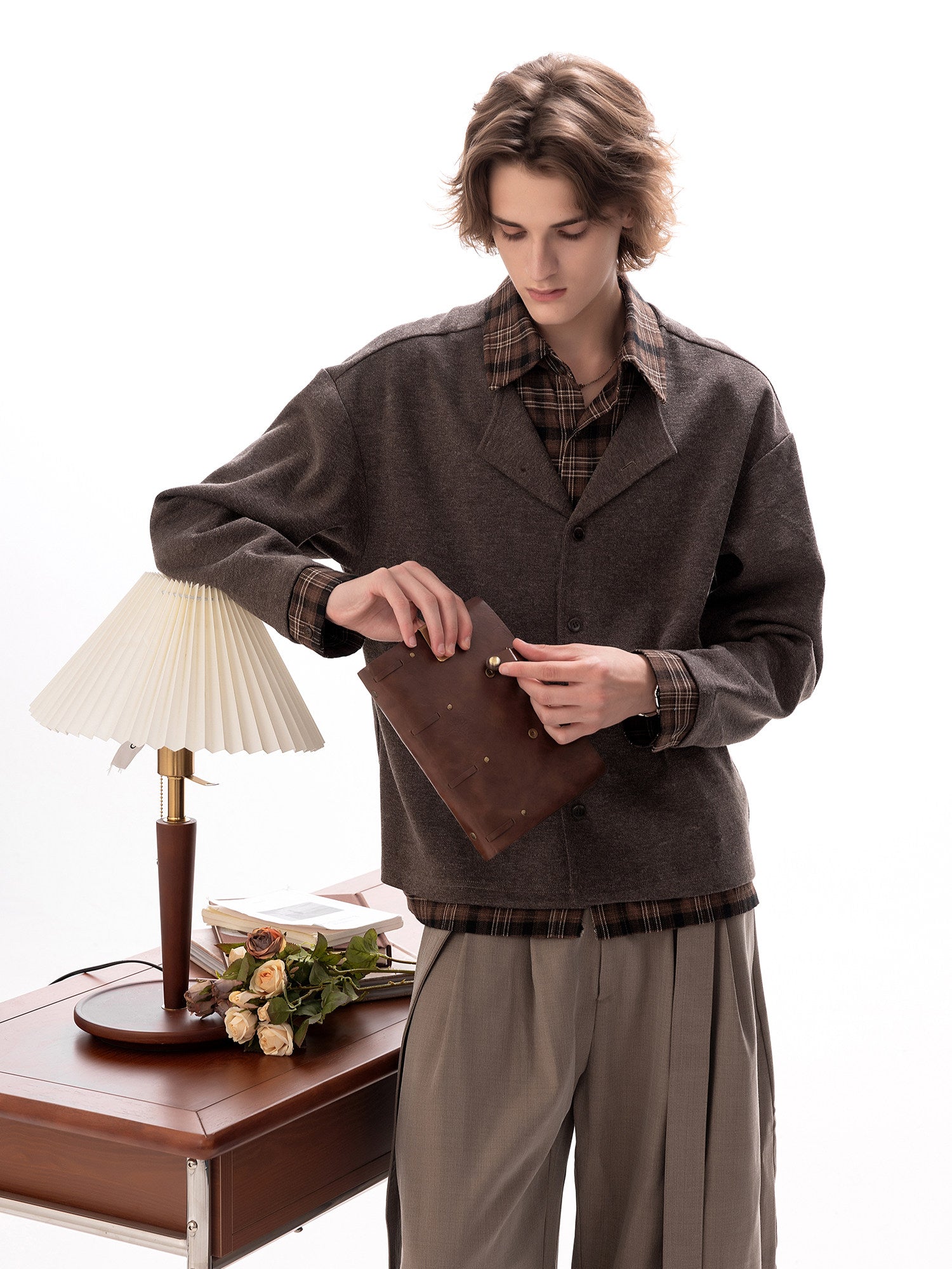 PLAID FAKE TWO-PIECE BLAZER JACKET EHW5050