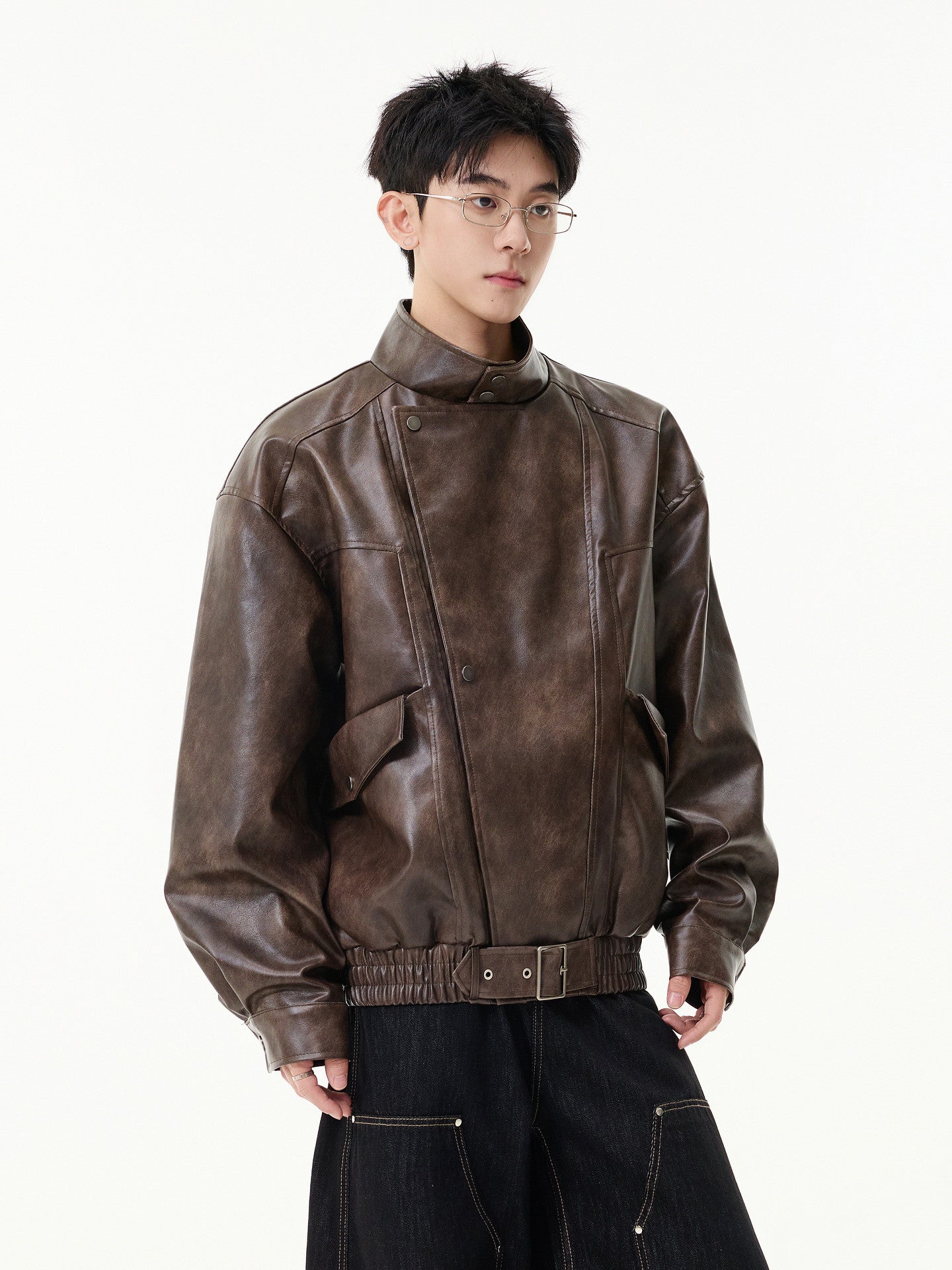 WVINTAGE FAUX LEATHER BOMBER JACKET EHW5046