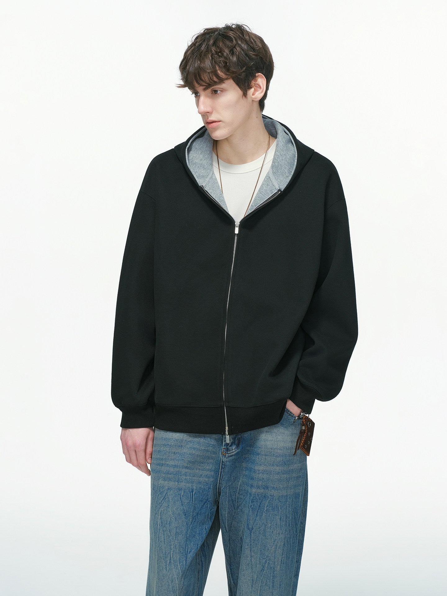 CONTRAST HOOD ZIP-UP JACKET EHW5047