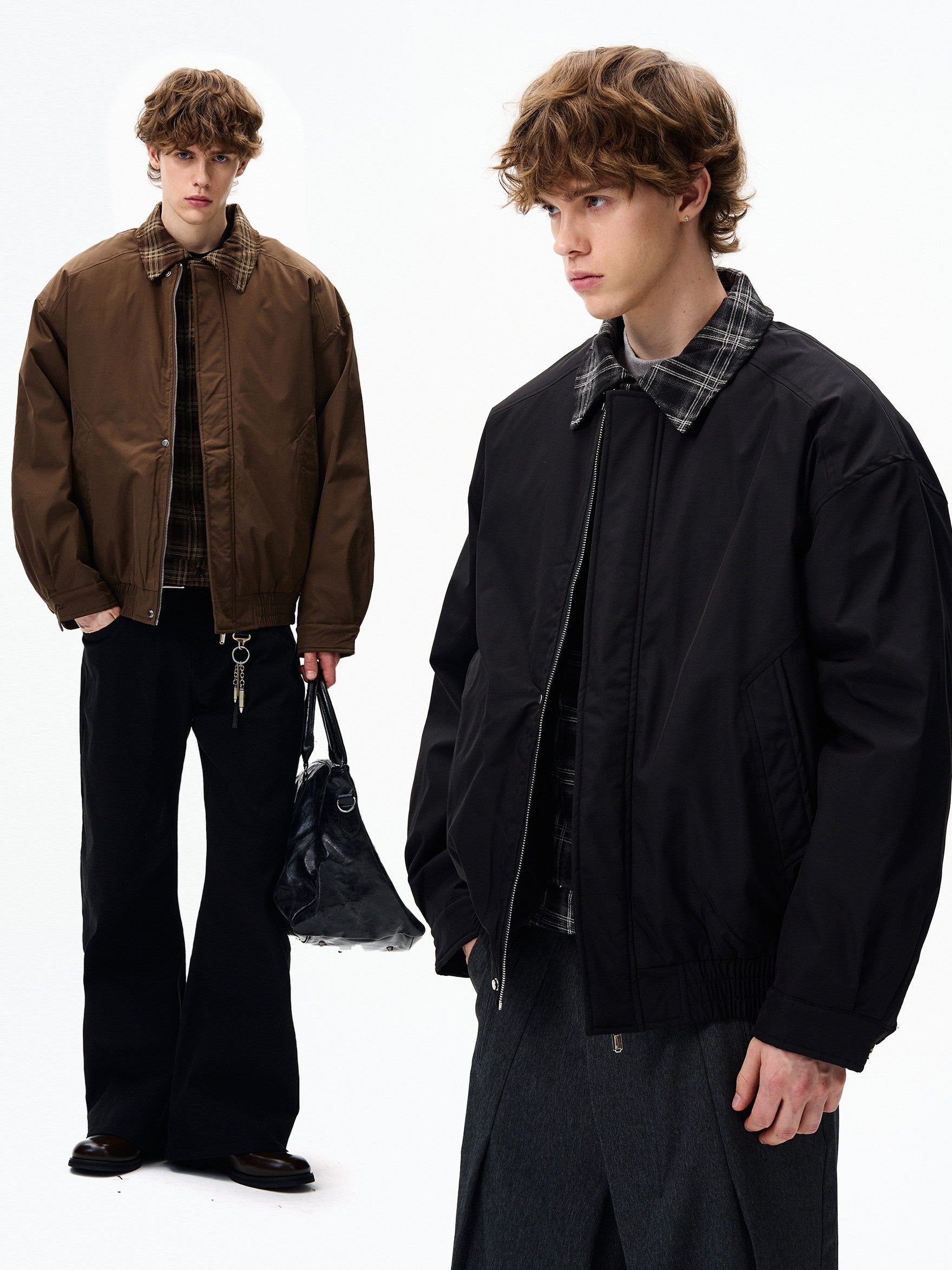 PLAID FAKE TWO-PIECE JACKET EHW5047