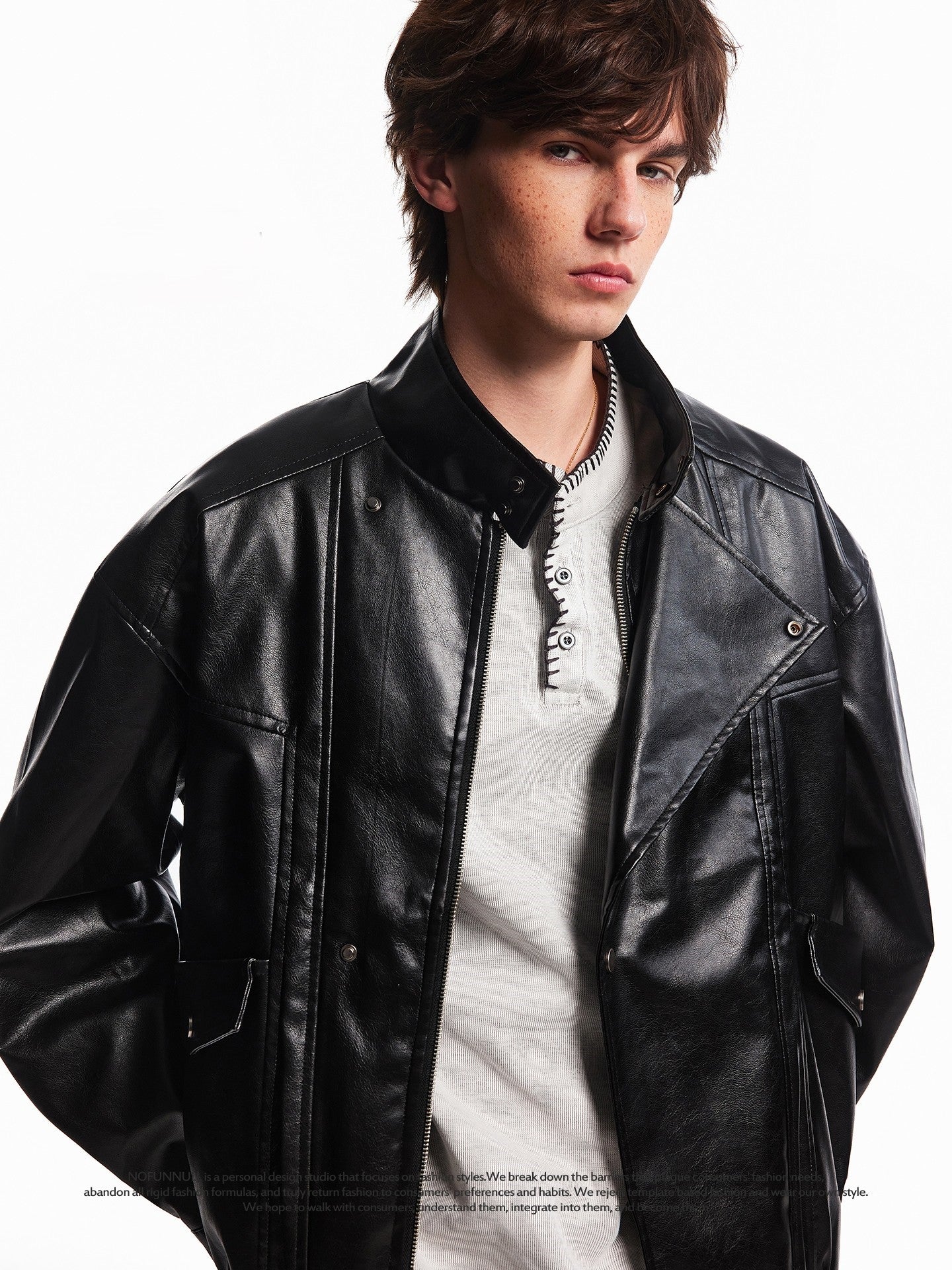 WVINTAGE FAUX LEATHER BOMBER JACKET EHW5046