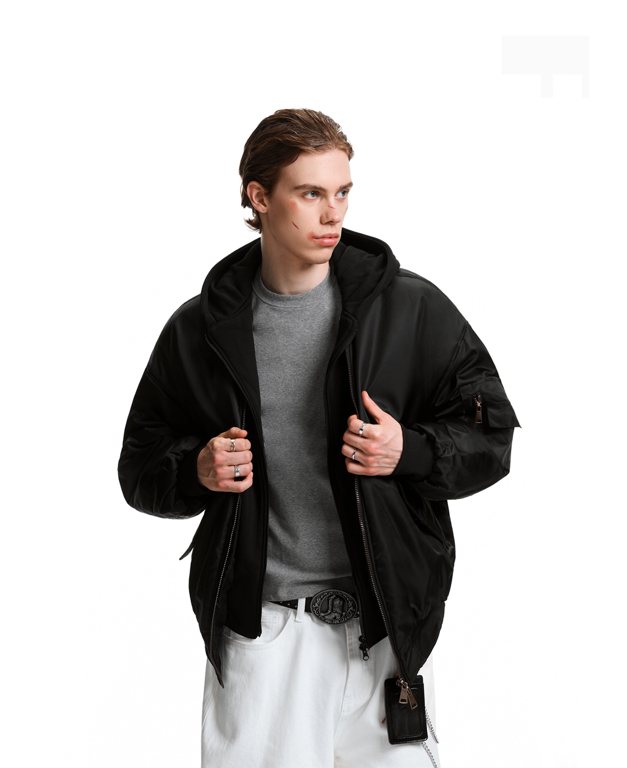 OVERSIZED HOODED BOMBER JACKET EHW5045