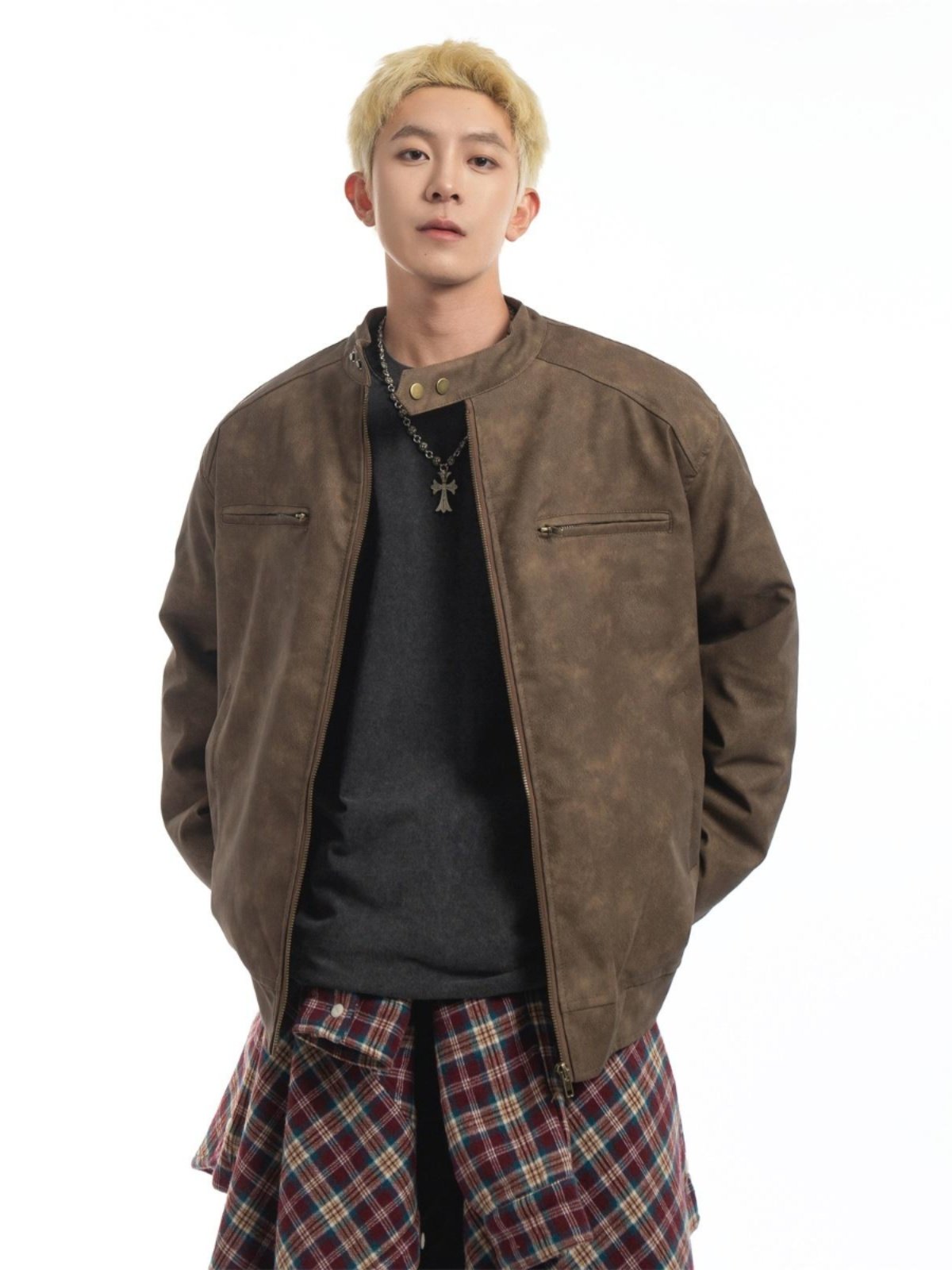 SUEDE STAND-COLLAR ZIP-UP JACKET EHW5051