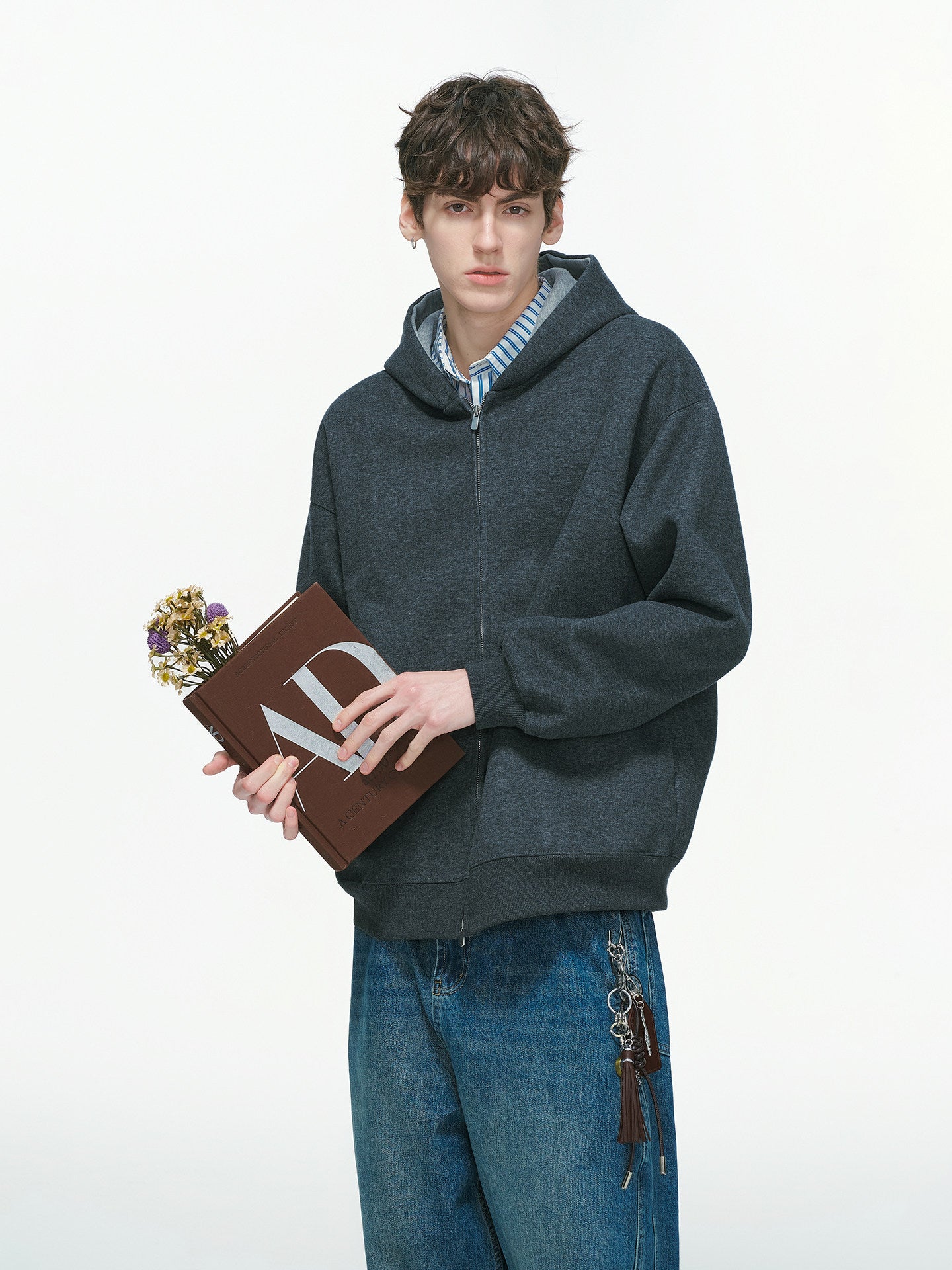 CONTRAST HOOD ZIP-UP JACKET EHW5047