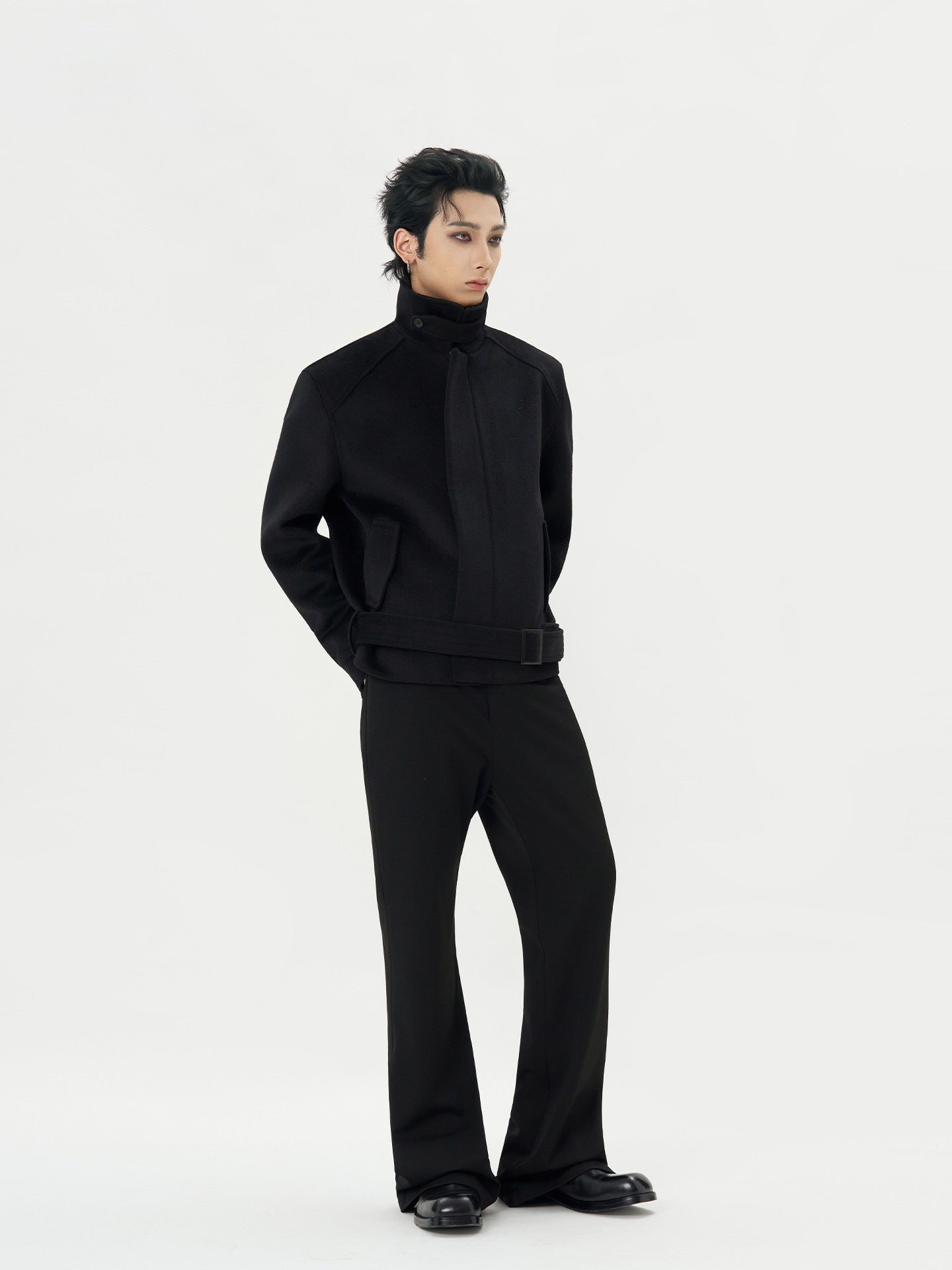 OVERSIZED WOOL BLEND COLLARED OUTERWEAR EHW5049