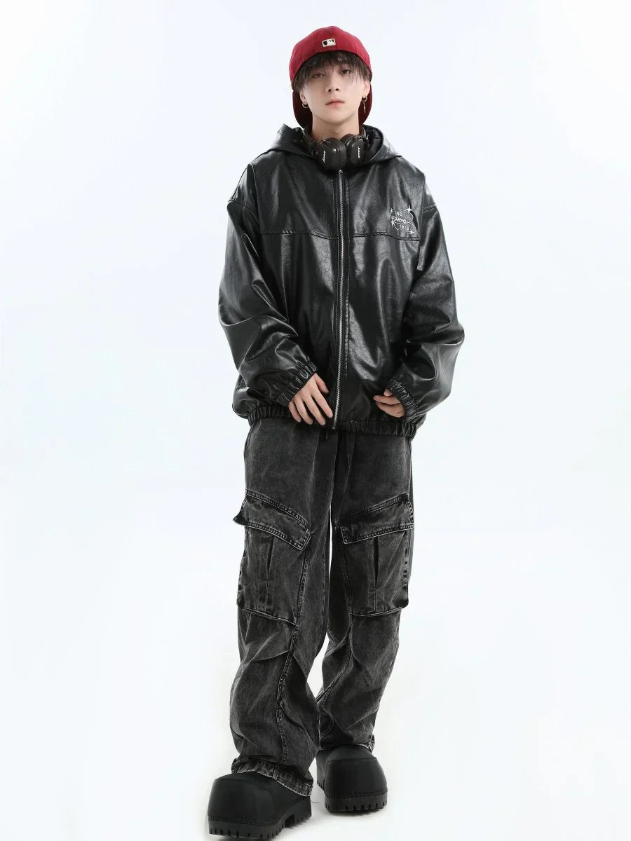 [INSstudios] PU LEATHER JACKET ST1204