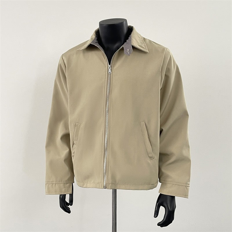 [플랫룸] 클린핏 체크무늬 칼라 지퍼 재킷 st5010