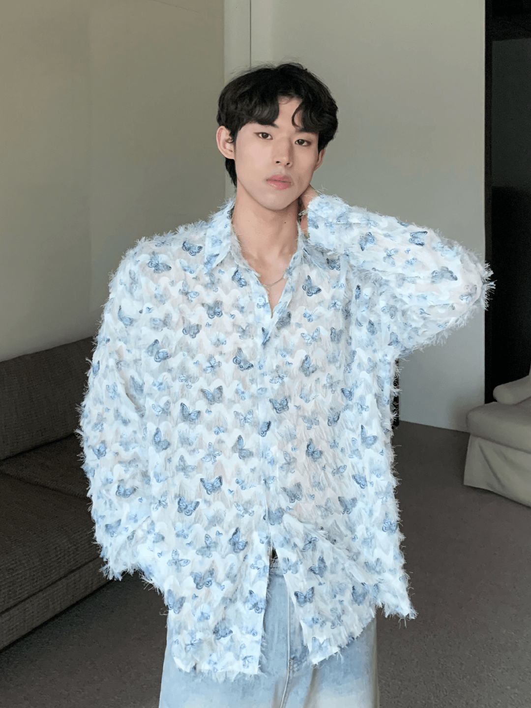 [CUIBUJU] Butterfly Design Shirt st2056