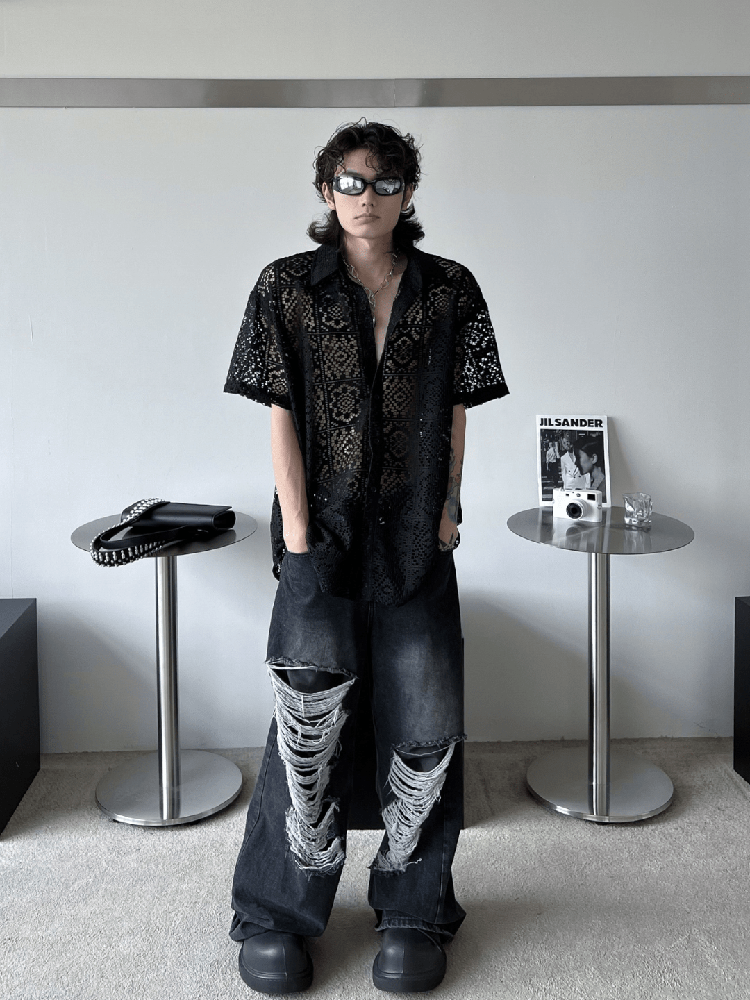 hollow design sense loose shirts st1791