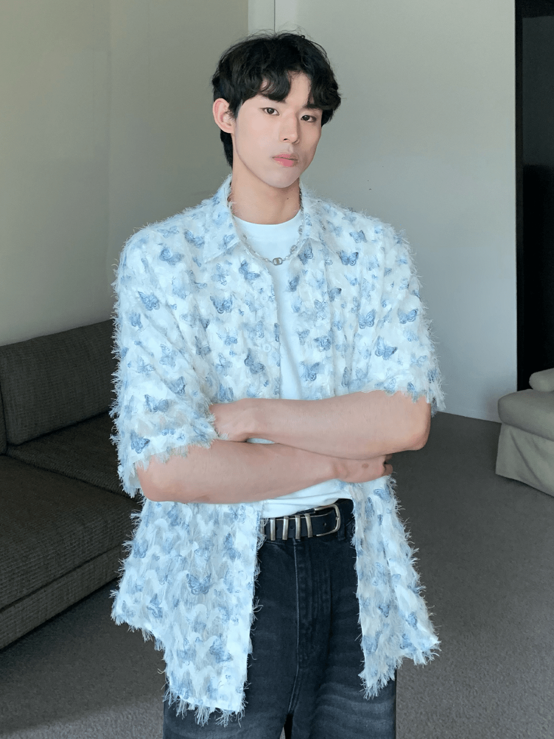 [CUIBUJU] Butterfly Design Shirt st2056