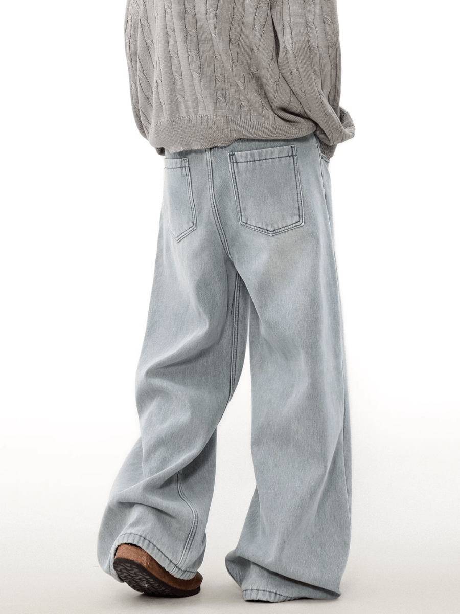 [MRNEARLY] Loose Straight Washed Jeans ST2847