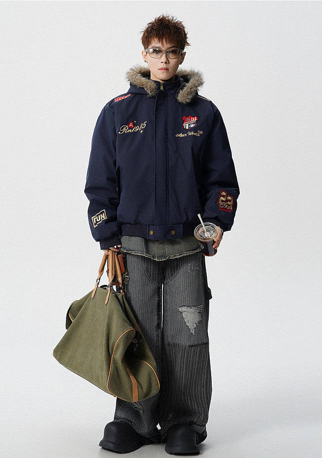 OVERSIZED FUR COLLAR BOMBER JACKET EHW5042