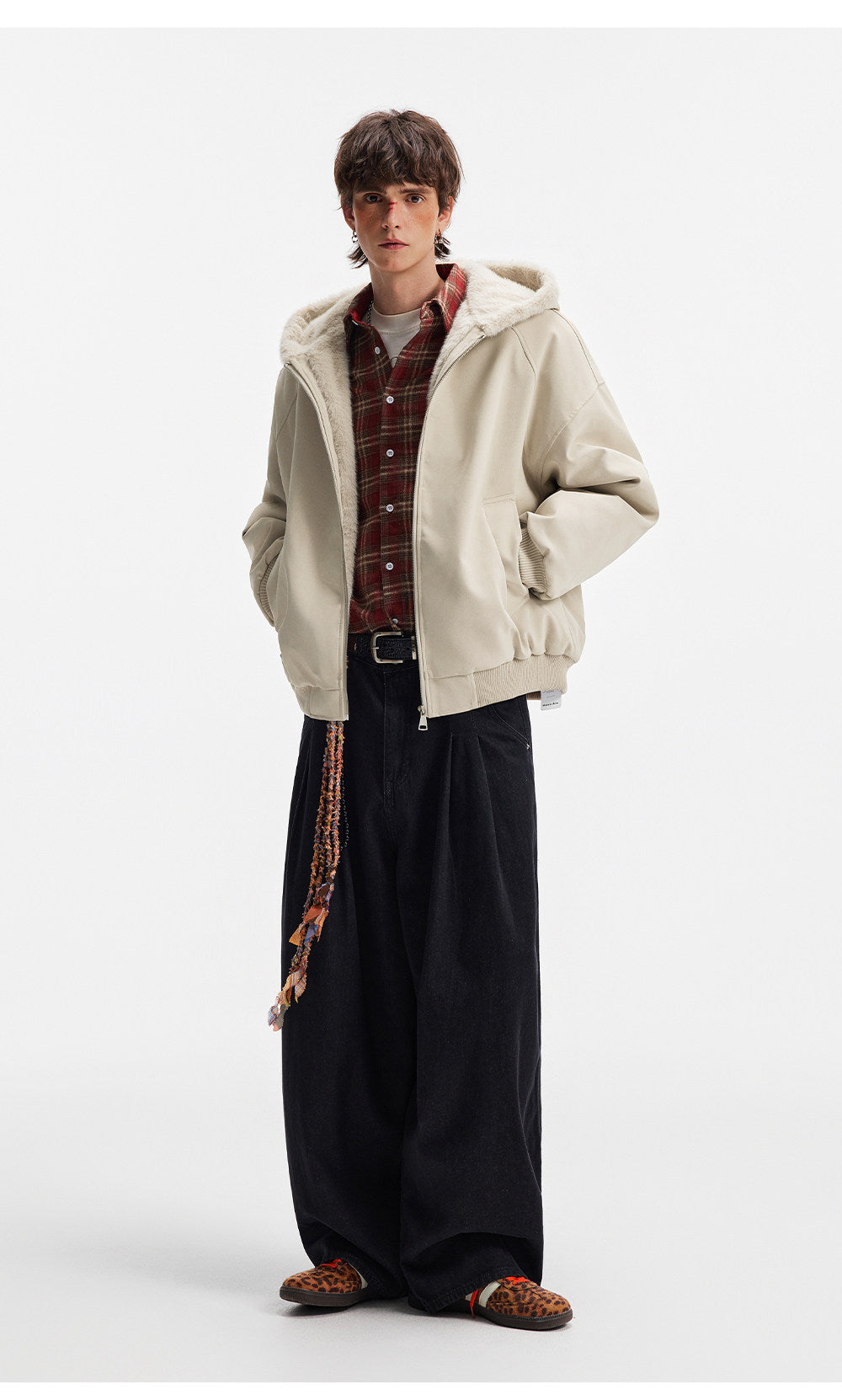 UNISEX FAUX FUR HOODED SUEDE JACKET - STREETWEAR ZIP COAT EHW5028