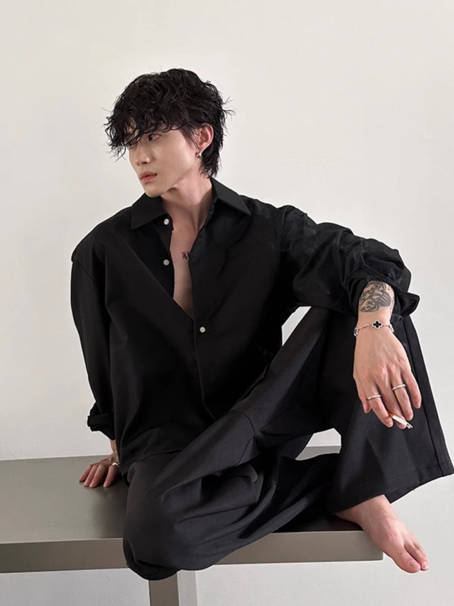 [GENESISBOY] short long-sleeved shirt st2341