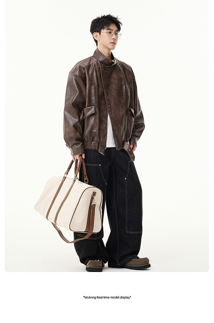 WVINTAGE FAUX LEATHER BOMBER JACKET EHW5046