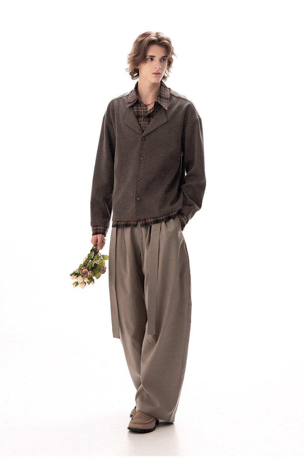 PLAID FAKE TWO-PIECE BLAZER JACKET EHW5050