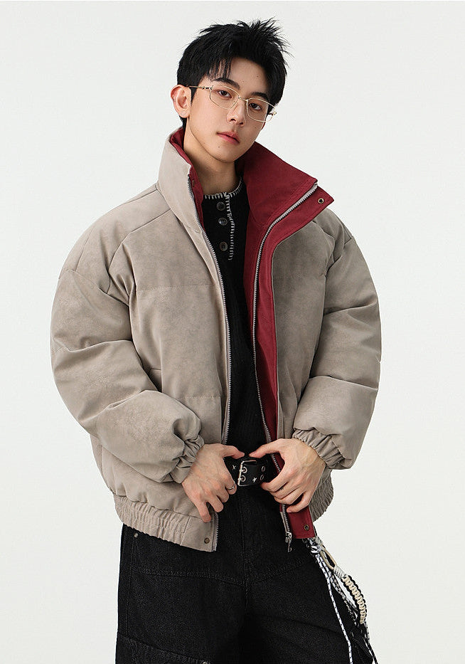 COLOR BLOCK COLLAR OVERSIZED BOMBER JACKET EHW5032