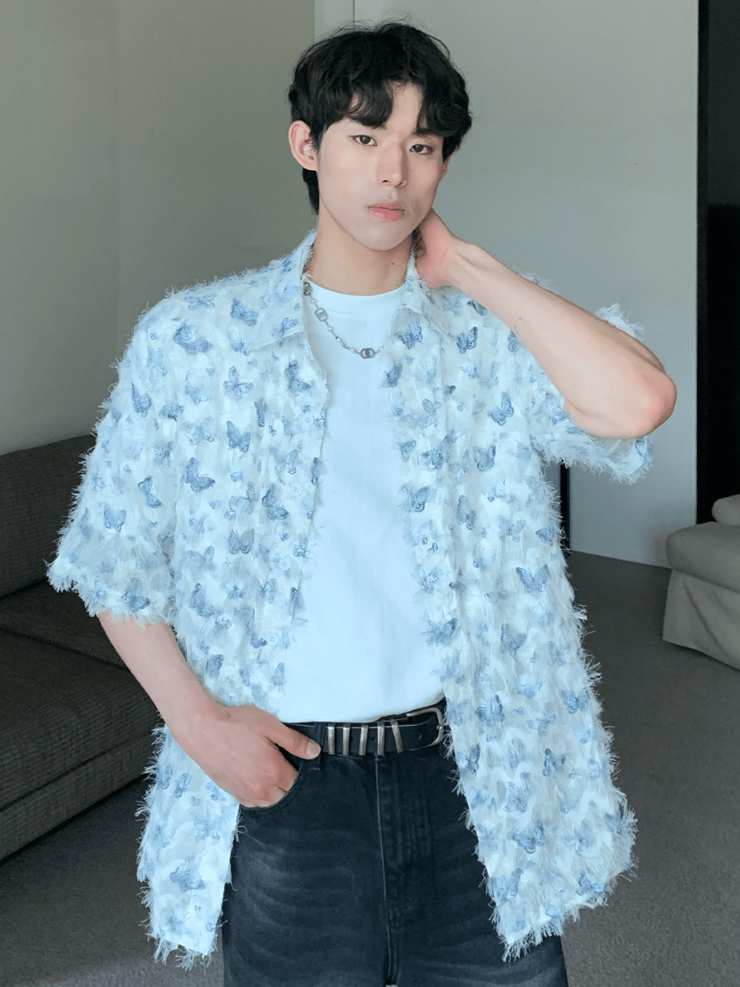 [CUIBUJU] Butterfly Design Shirt st2056