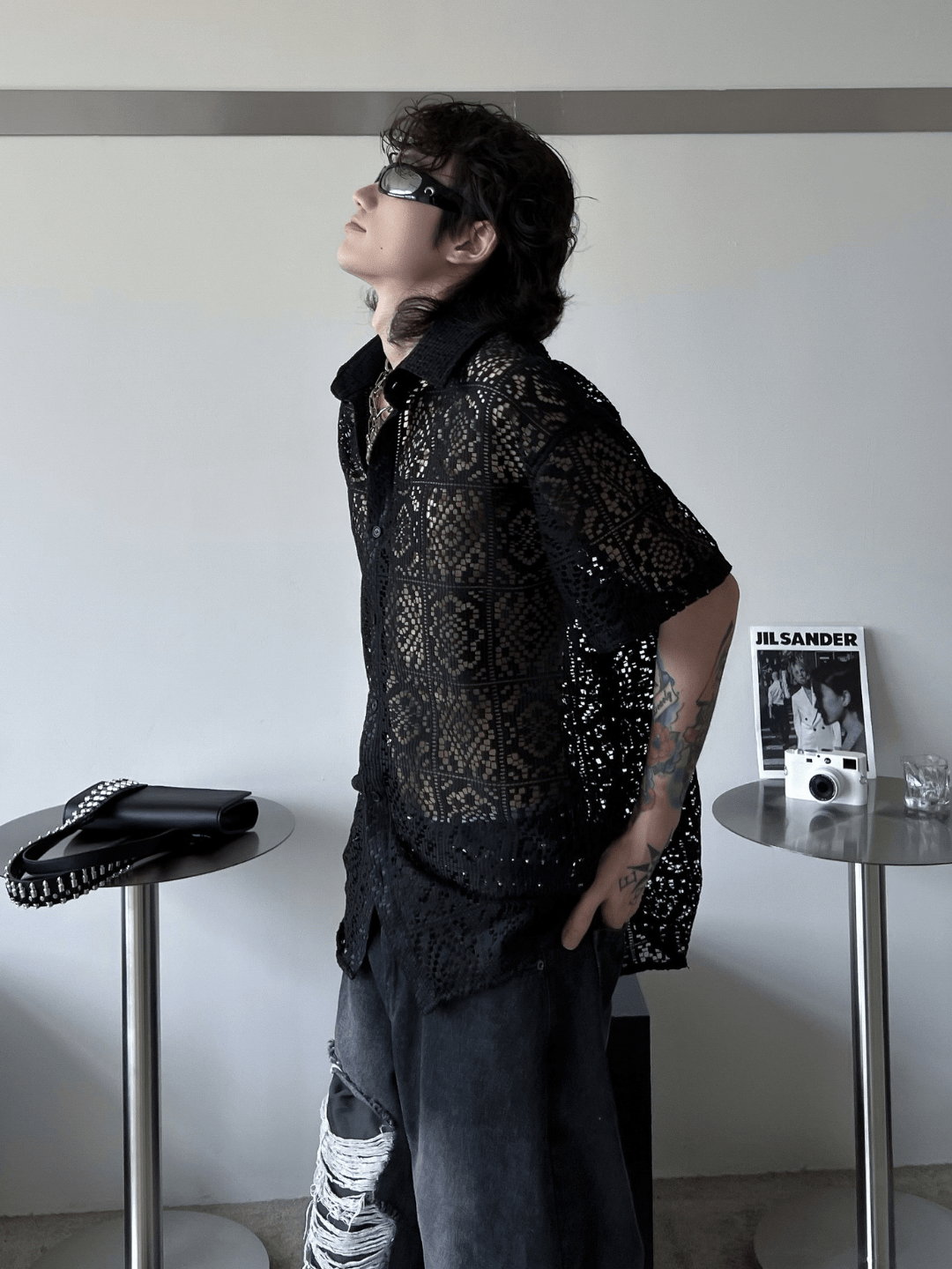 hollow design sense loose shirts st1791