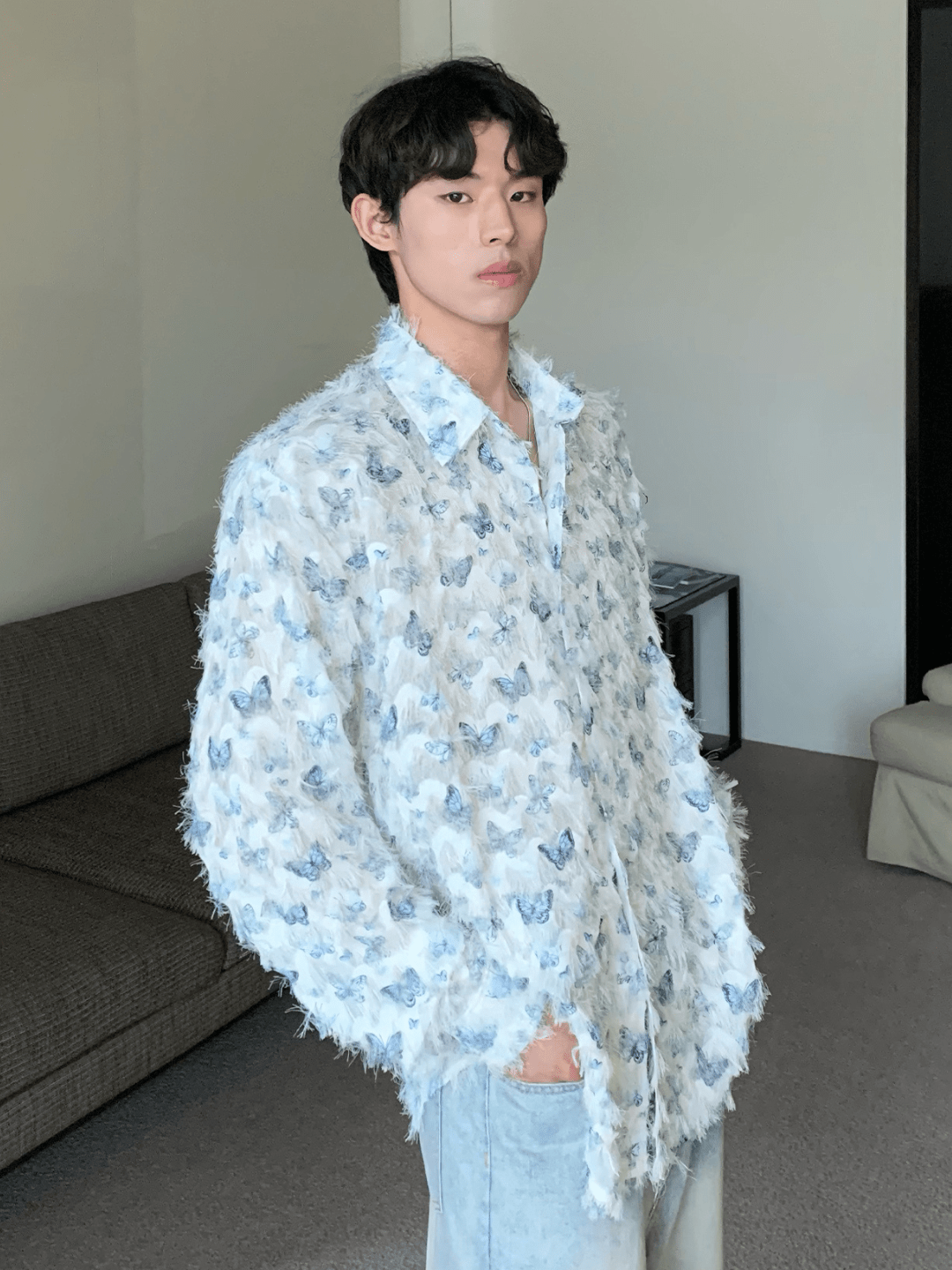 [CUIBUJU] Butterfly Design Shirt st2056