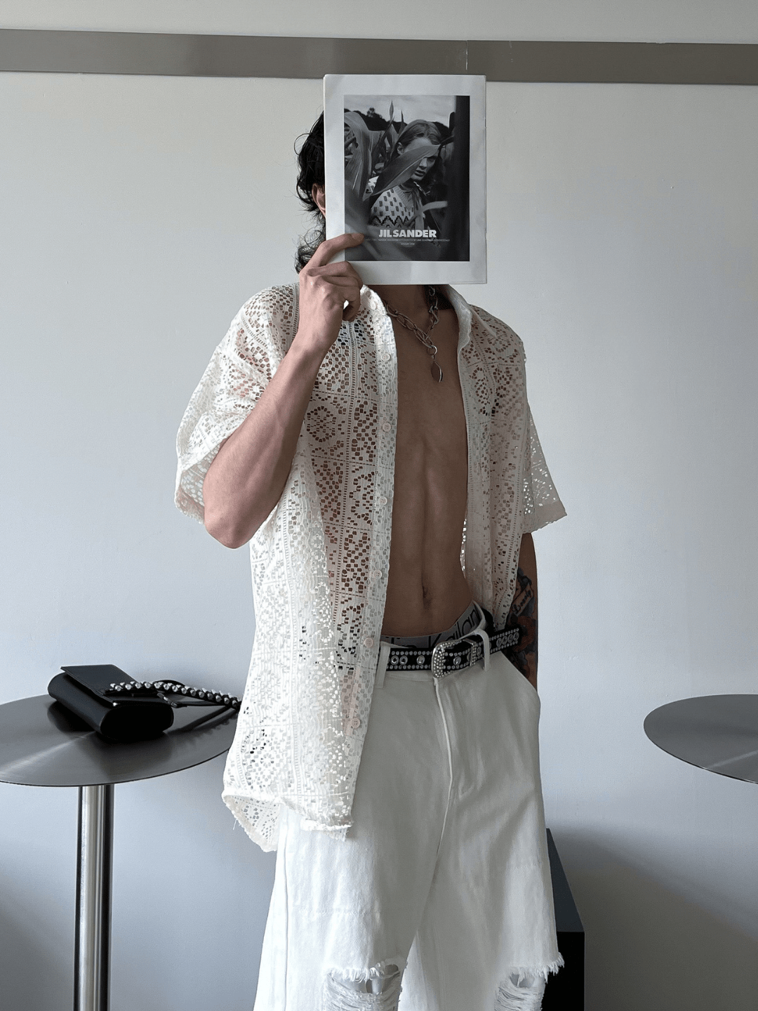 hollow design sense loose shirts st1791