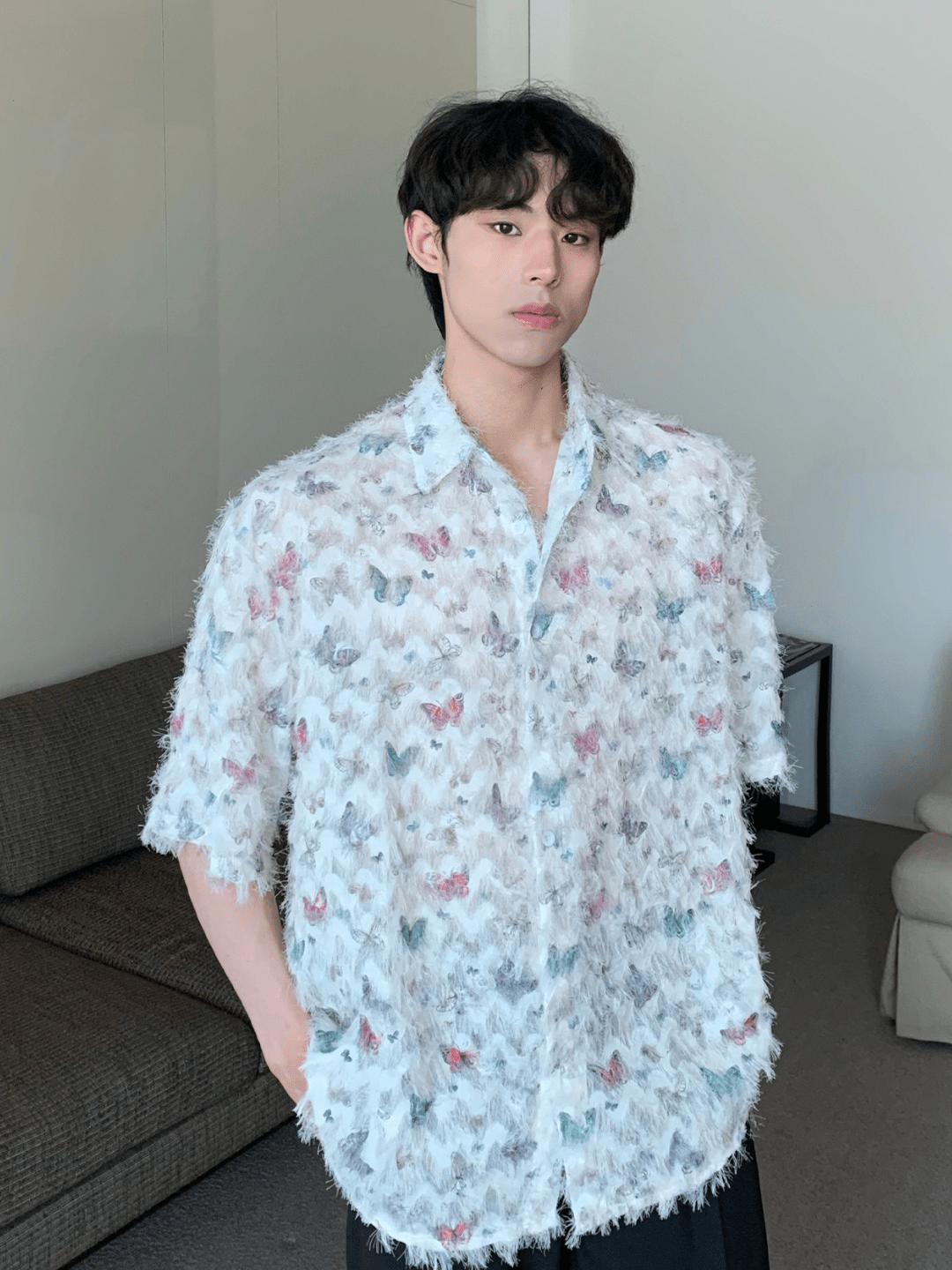 [CUIBUJU] Butterfly Design Shirt st2056