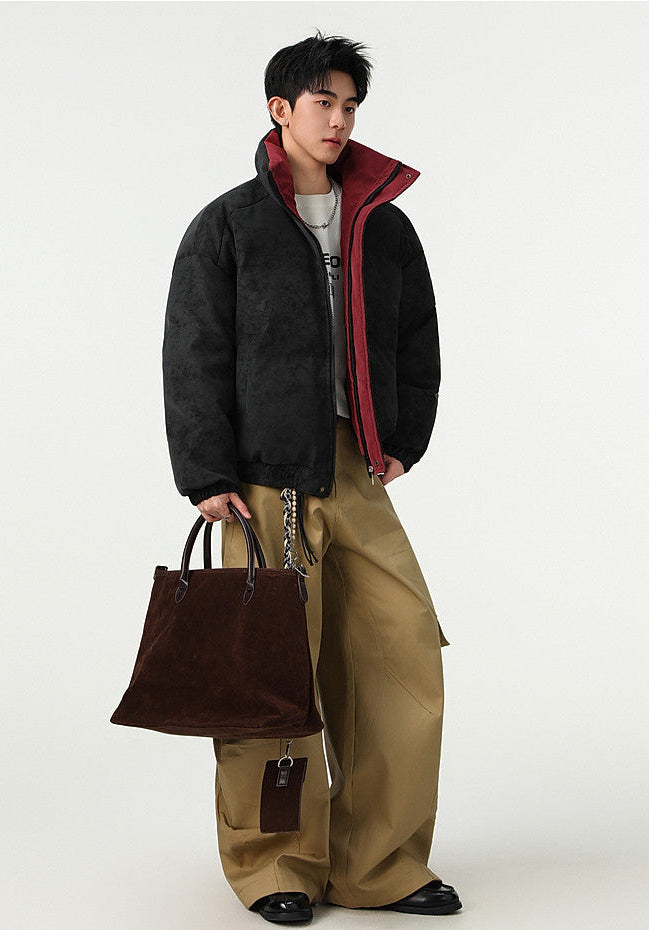 COLOR BLOCK COLLAR OVERSIZED BOMBER JACKET EHW5032