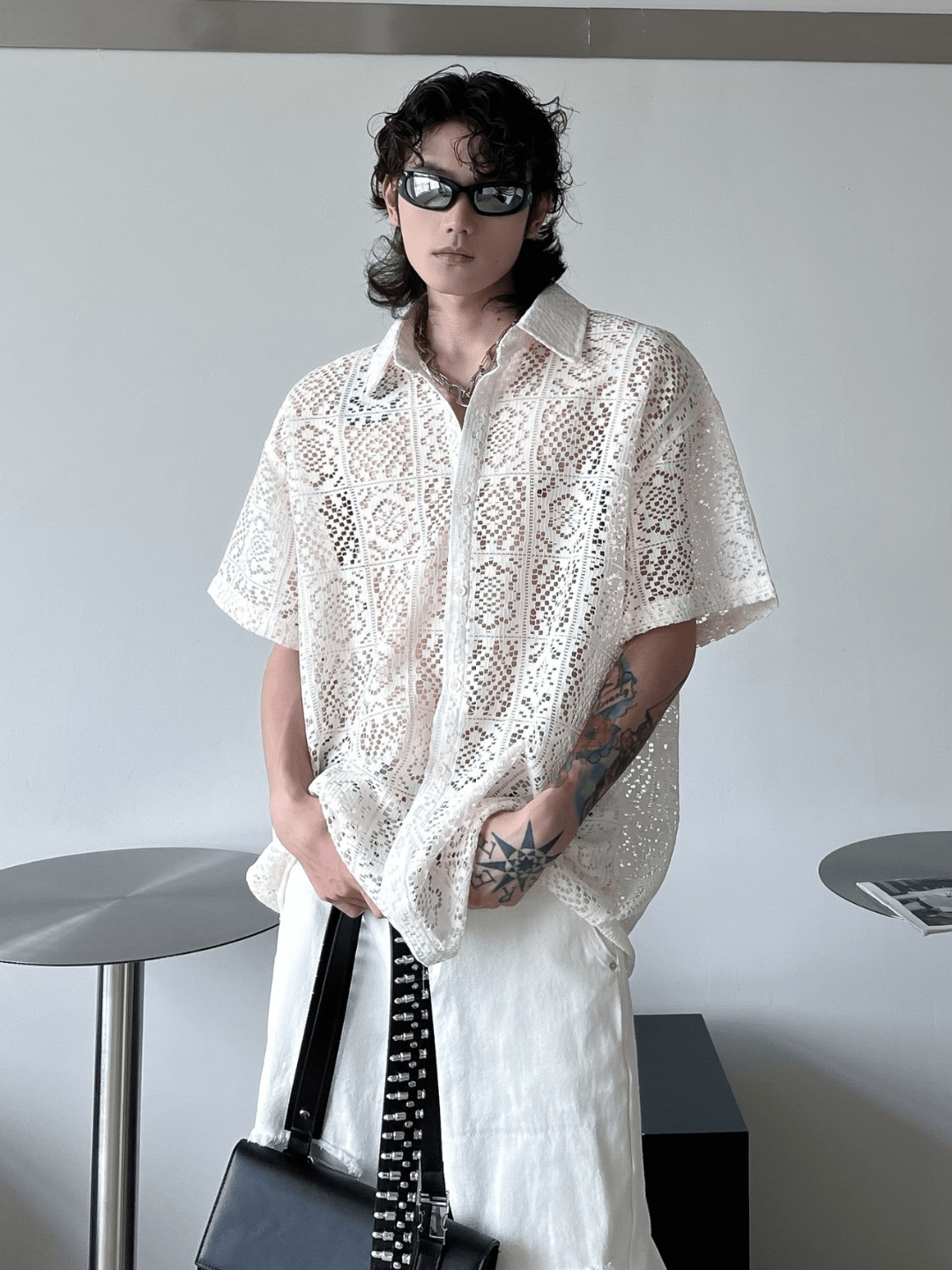 hollow design sense loose shirts st1791