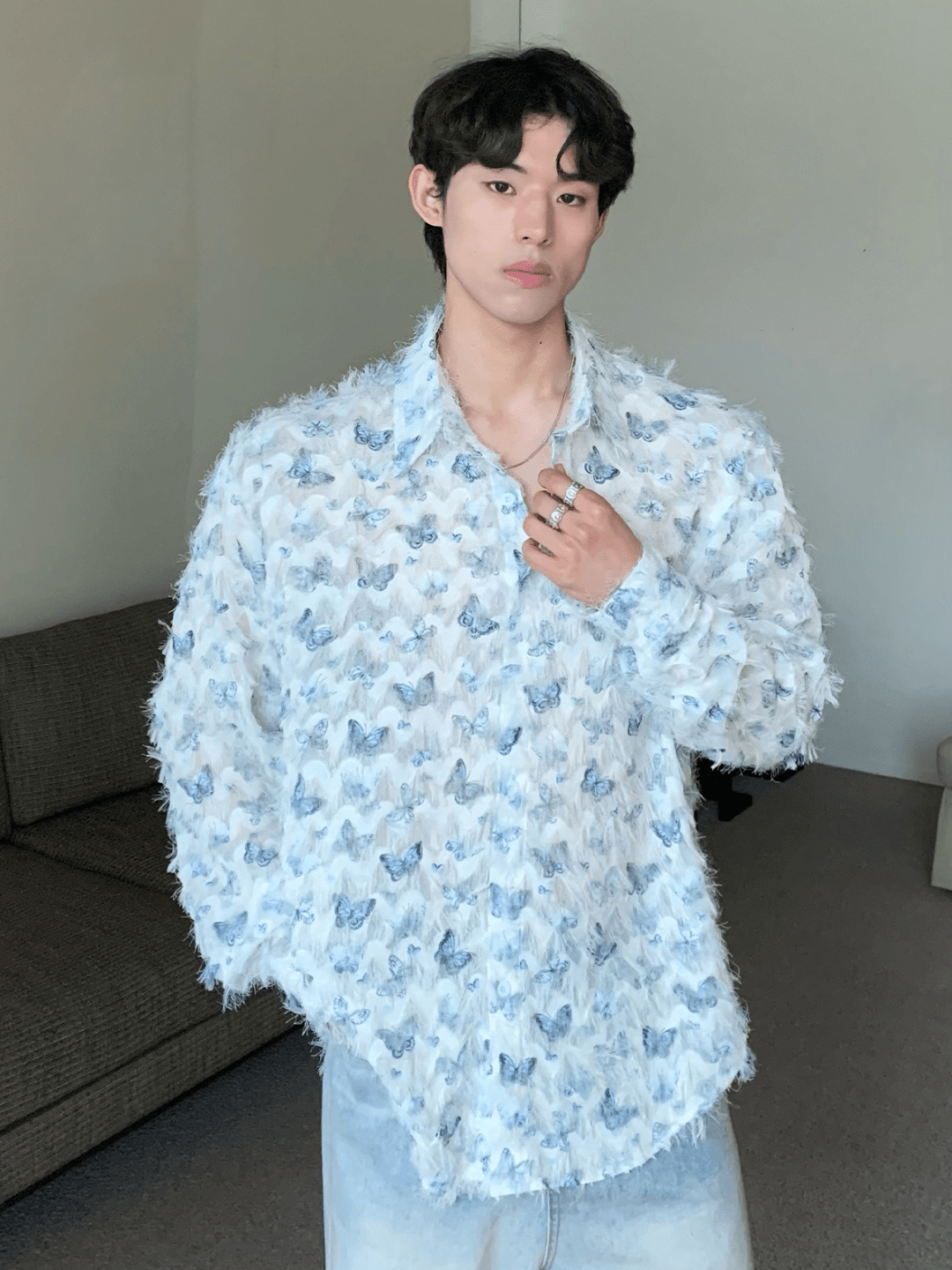 [CUIBUJU] Butterfly Design Shirt st2056