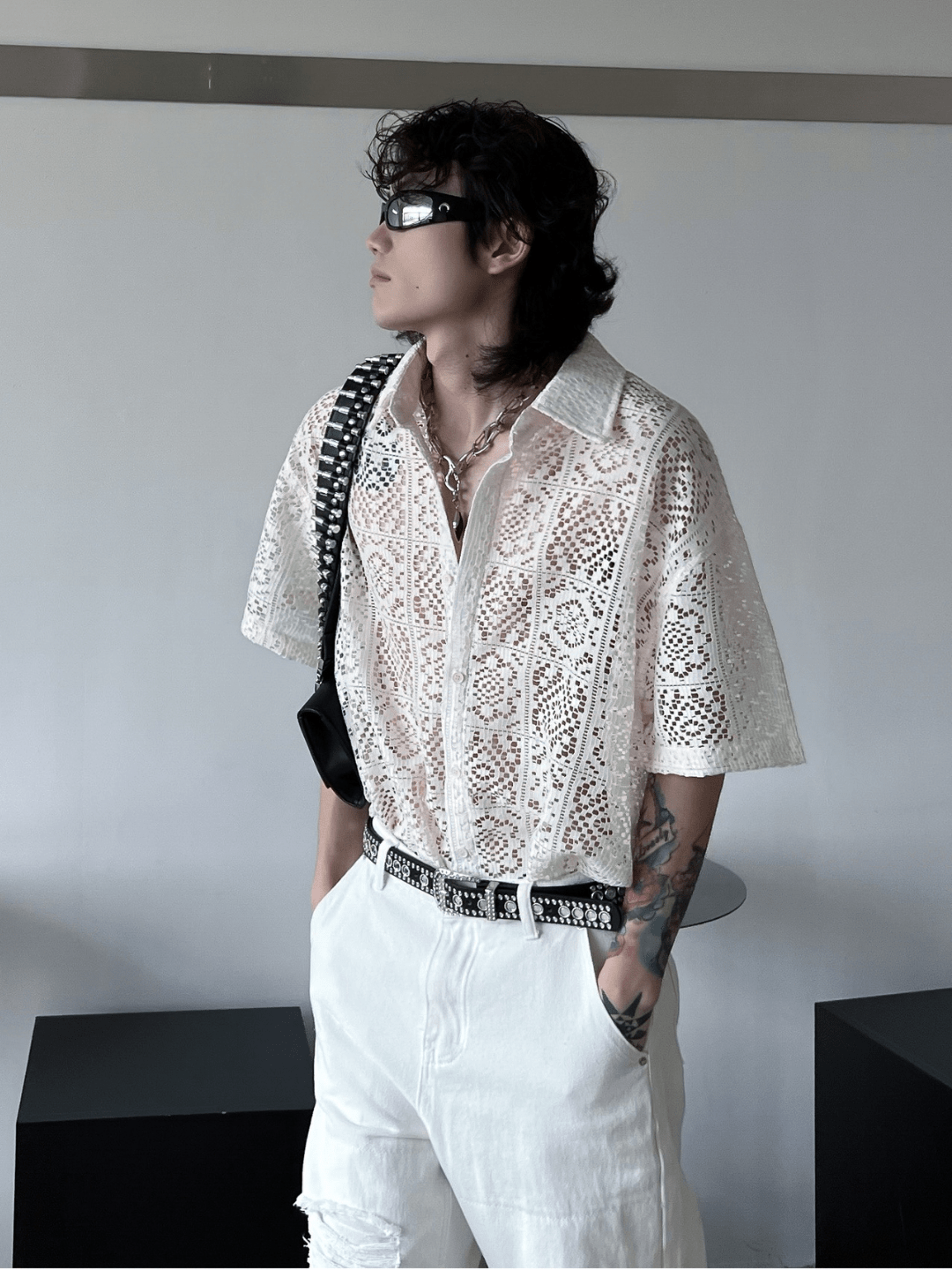 hollow design sense loose shirts st1791