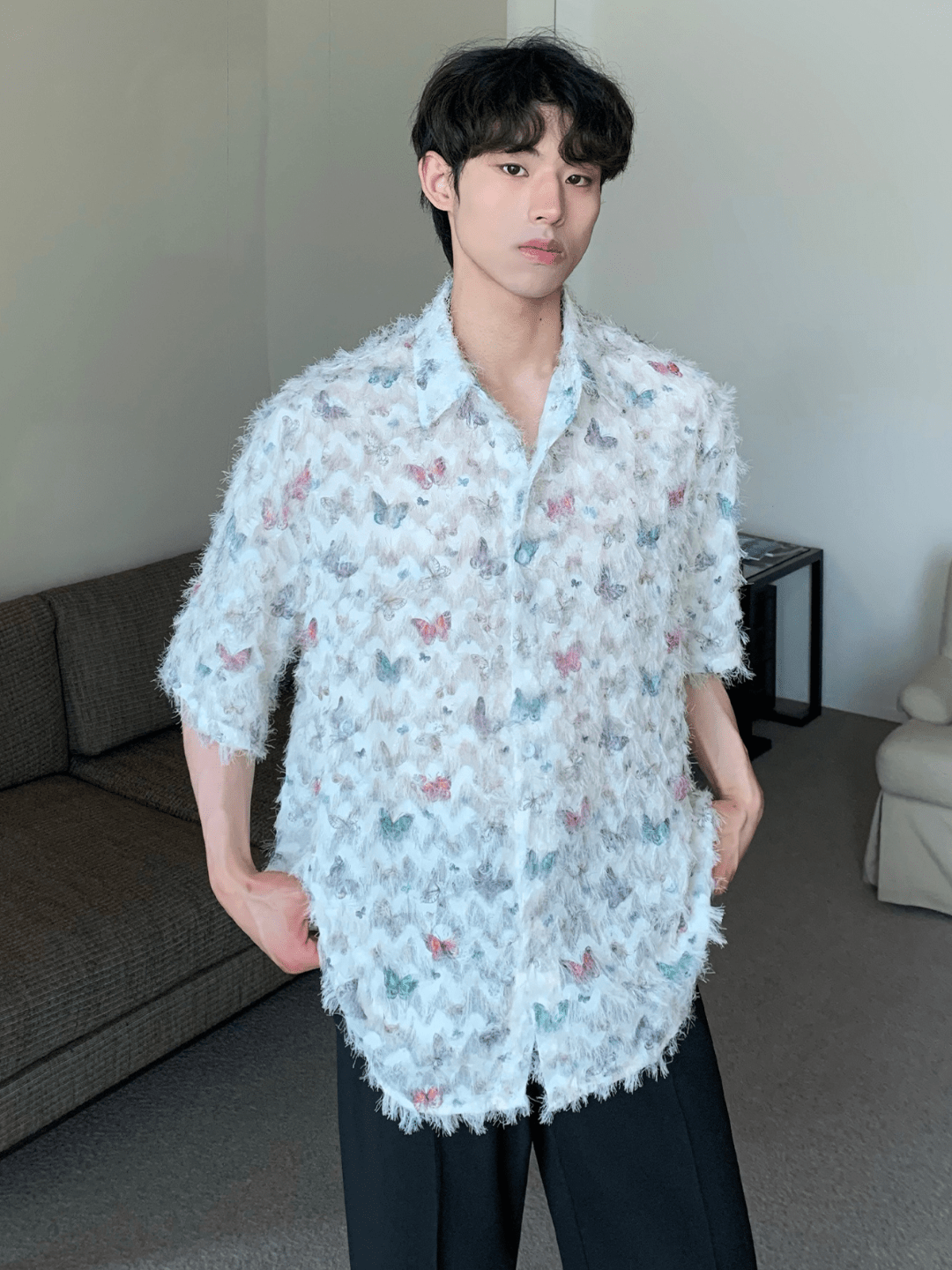 [CUIBUJU] Butterfly Design Shirt st2056